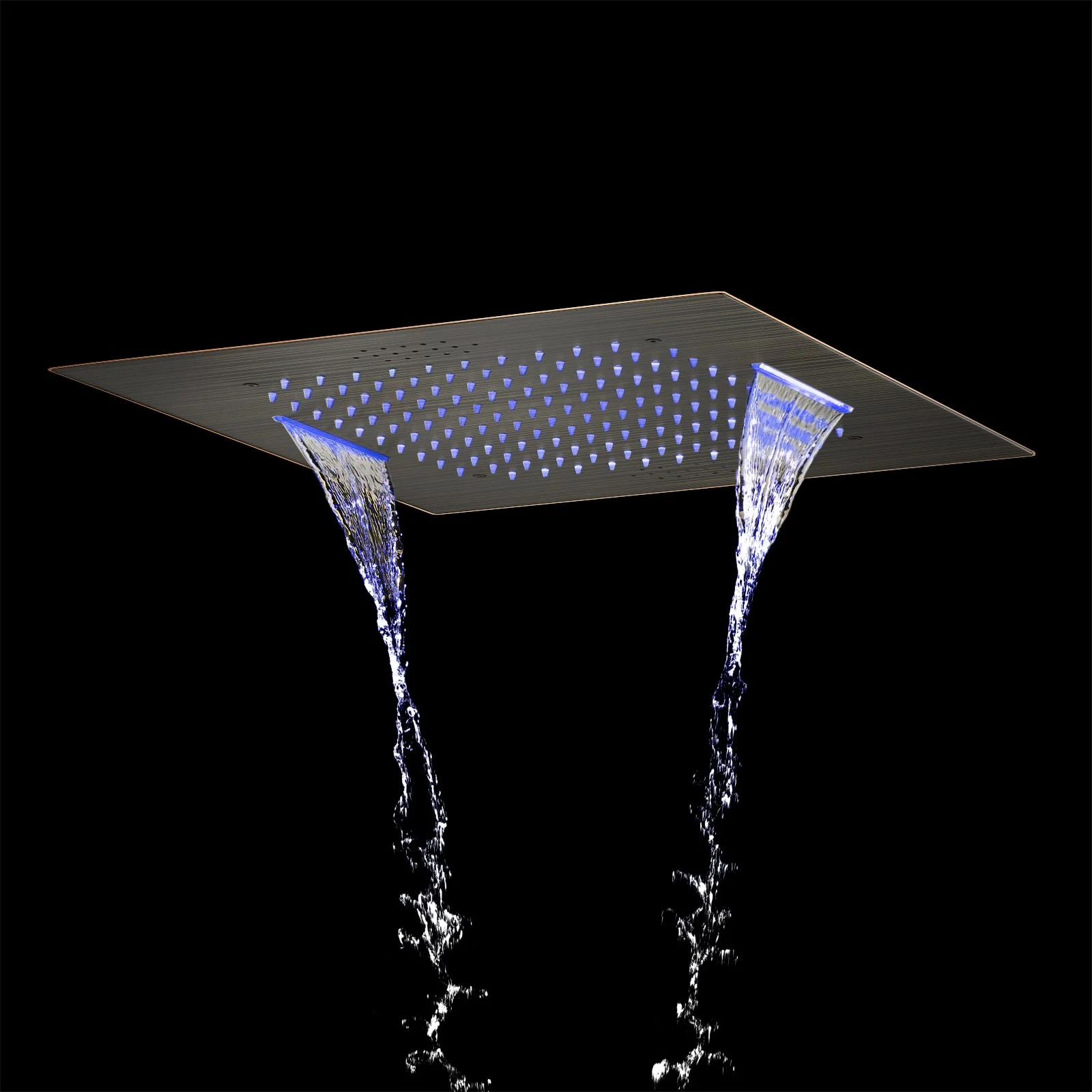 20-Inch or 24-inch Flushed Mounted Shower Head: Choose from Brushed Gold, Oil Rubber Bronze or  Matte Black, or Brushed Nickel, Featuring Rainfall Waterfall, Bluetooth Music, and 64 LED Lights - Image 15