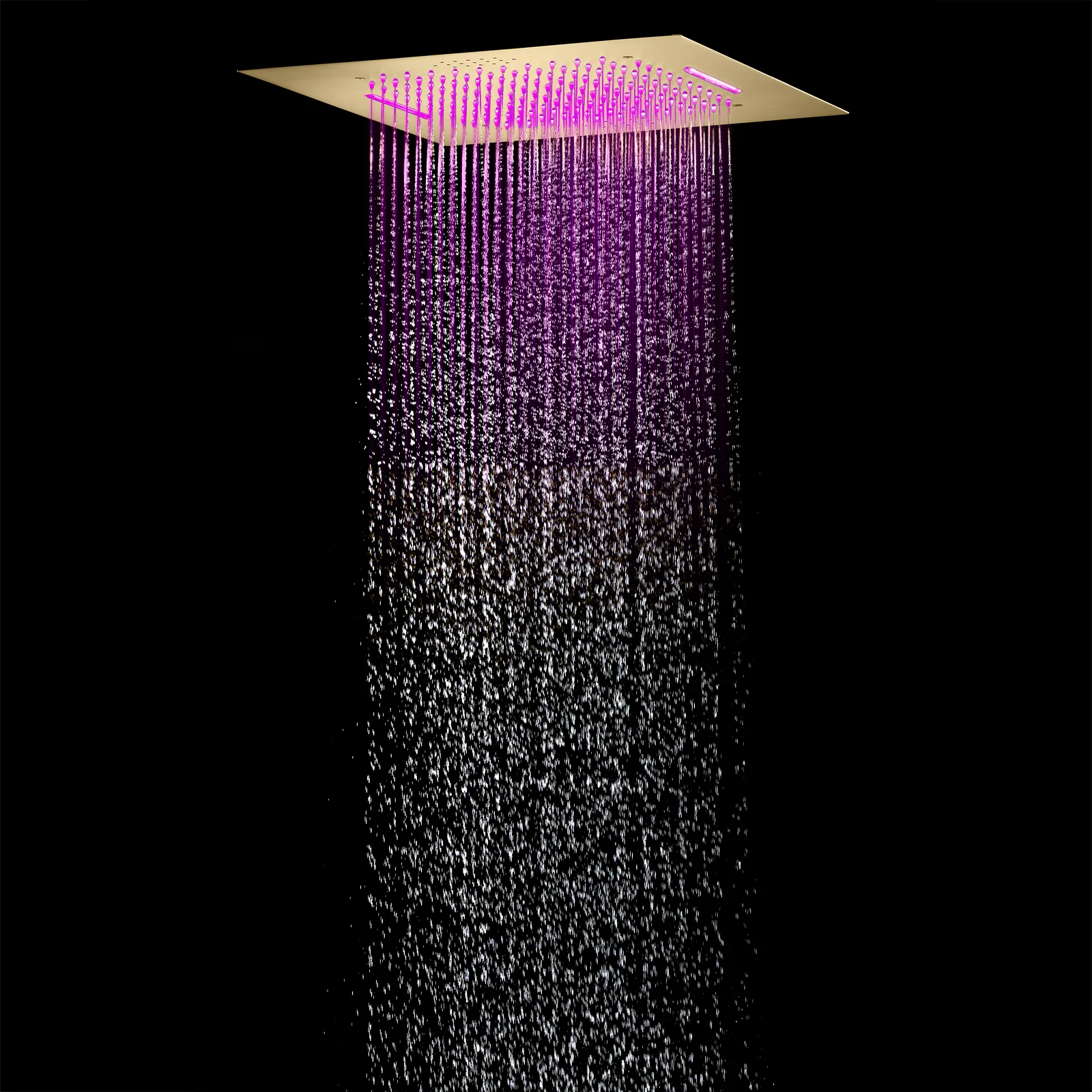 20-Inch or 24-inch Flushed Mounted Shower Head: Choose from Brushed Gold, Oil Rubber Bronze or  Matte Black, or Brushed Nickel, Featuring Rainfall Waterfall, Bluetooth Music, and 64 LED Lights - Image 6