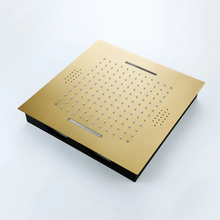 Brushed Gold 20x20" Thermostatic Shower Faucet with Bluetooth Music and 64 LED Lights - Image 10