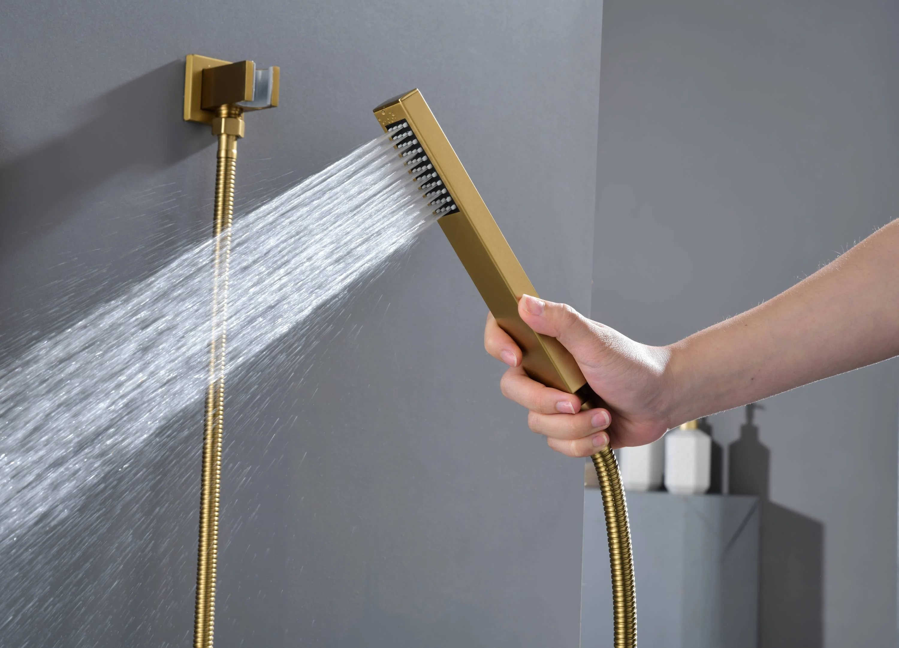 Brushed Gold 20x20" Thermostatic Shower Faucet with Bluetooth Music and 64 LED Lights - Image 9