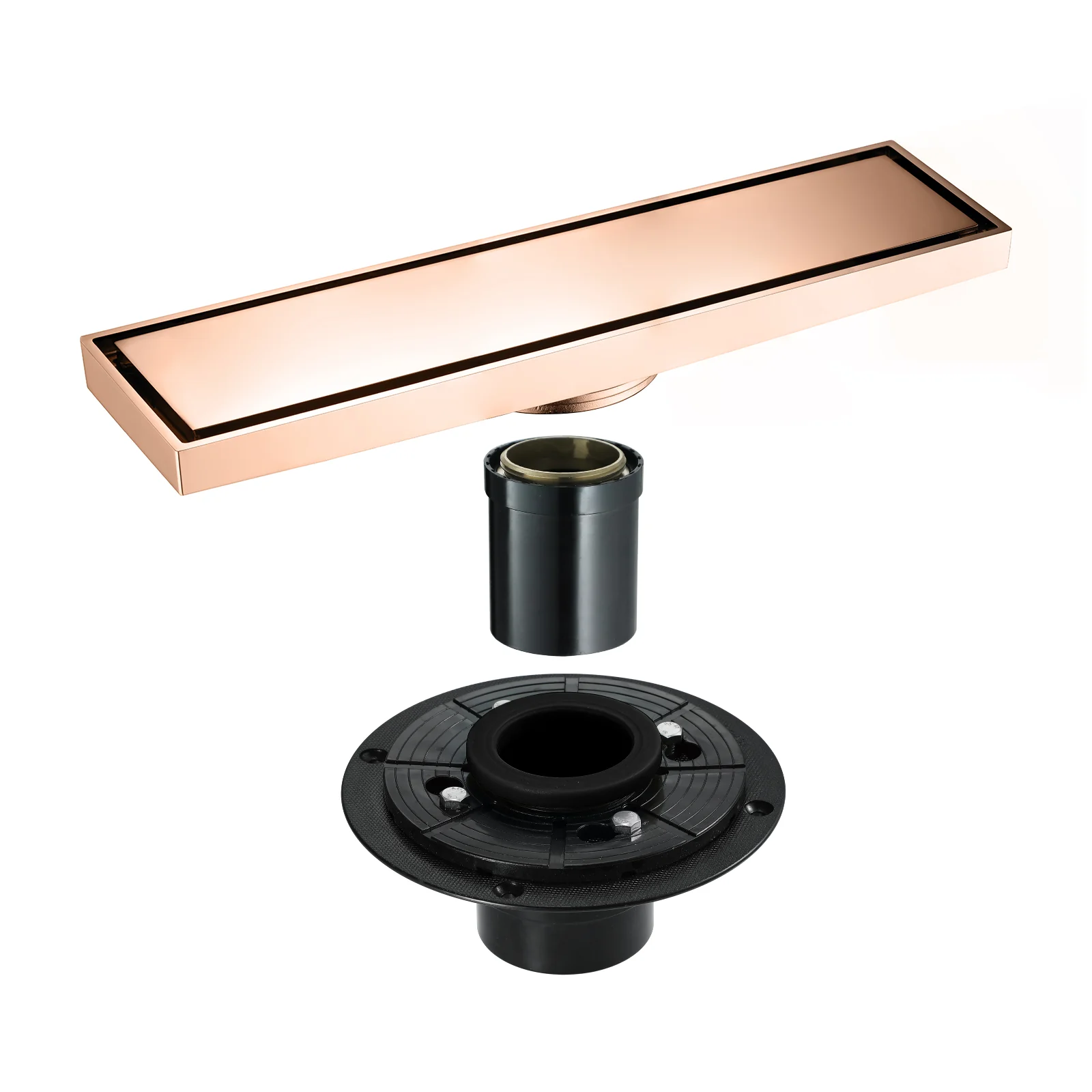 Rose Gold brass 11.8-inch brass Shower Floor Drain with Removable Strainer Cover and Square Anti-clogging - Image 4