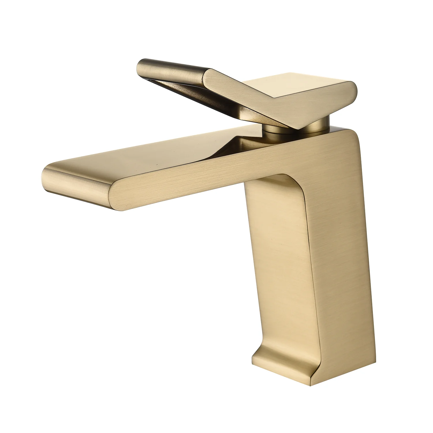 Brushed Gold Bathroom Sink Faucet single handle with pop up overflow brass drain - Image 4