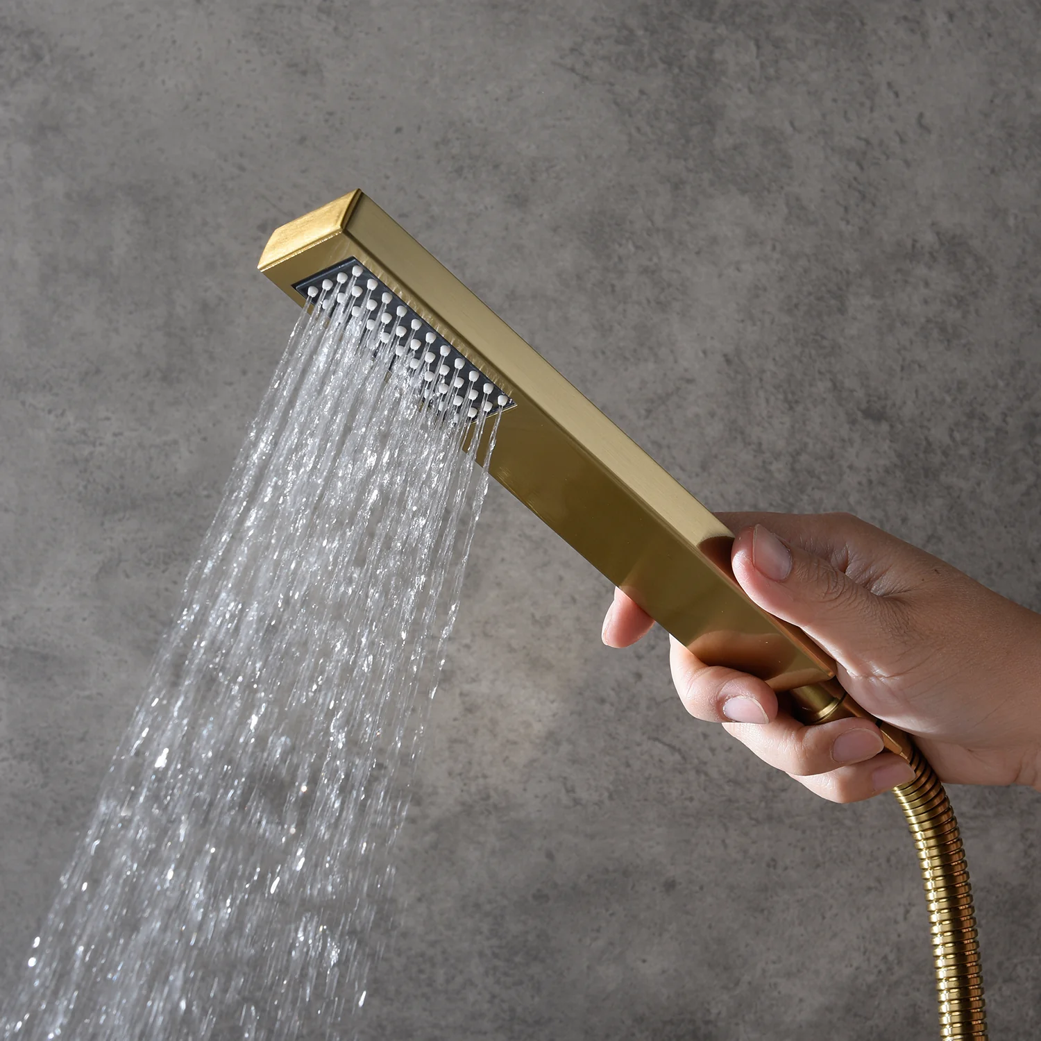 Brushed Gold Dual Ceiling & Wall Shower Heads with 3-Way Thermostatic Valve System - Seamless Functionality Both Together & Separately - Image 12