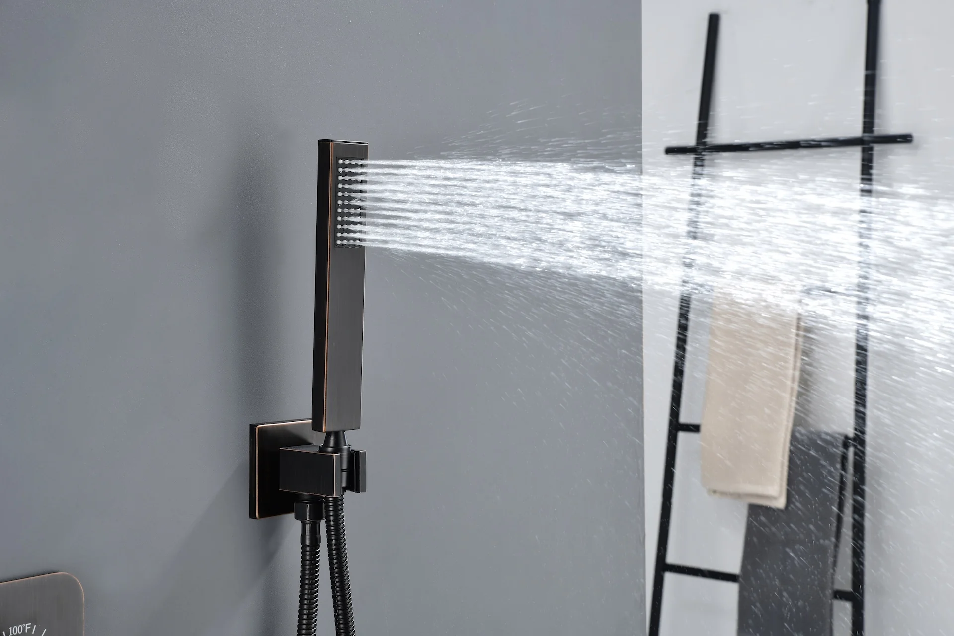 Brushed Gold Dual Ceiling & Wall Shower Heads with 3-Way Thermostatic Valve System - Seamless Functionality Both Together & Separately - Image 18