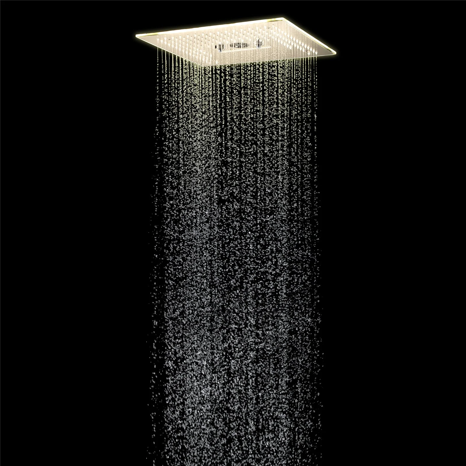 Brushed Gold 6-Way Digital Display Thermostatic Shower Faucet: Flush-Mounted 16-Inch Head, Rainfall, Waterfall, Mist, Hydro-Water Massage, 64-Color LED Lighting, Bluetooth Music, and 6 Body Jets - Image 9