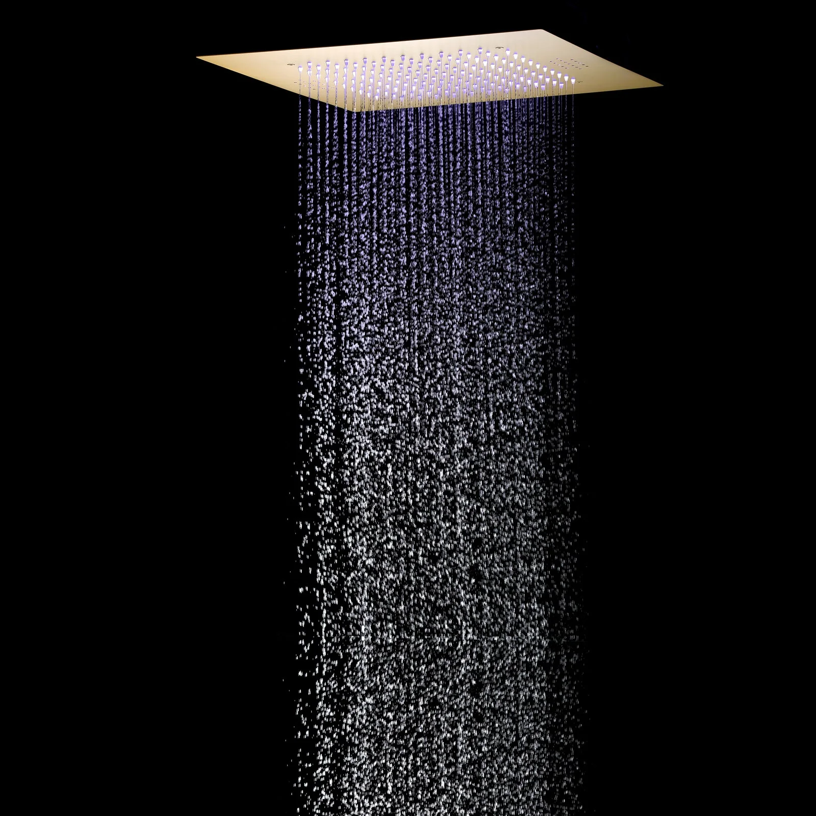 Brushed Gold 4-Way Digital Thermostatic Shower Faucet with Dual Regular Heads and Integrated 20-Inch Rainfall LED Light & Bluetooth Music Shower Head - Image 8