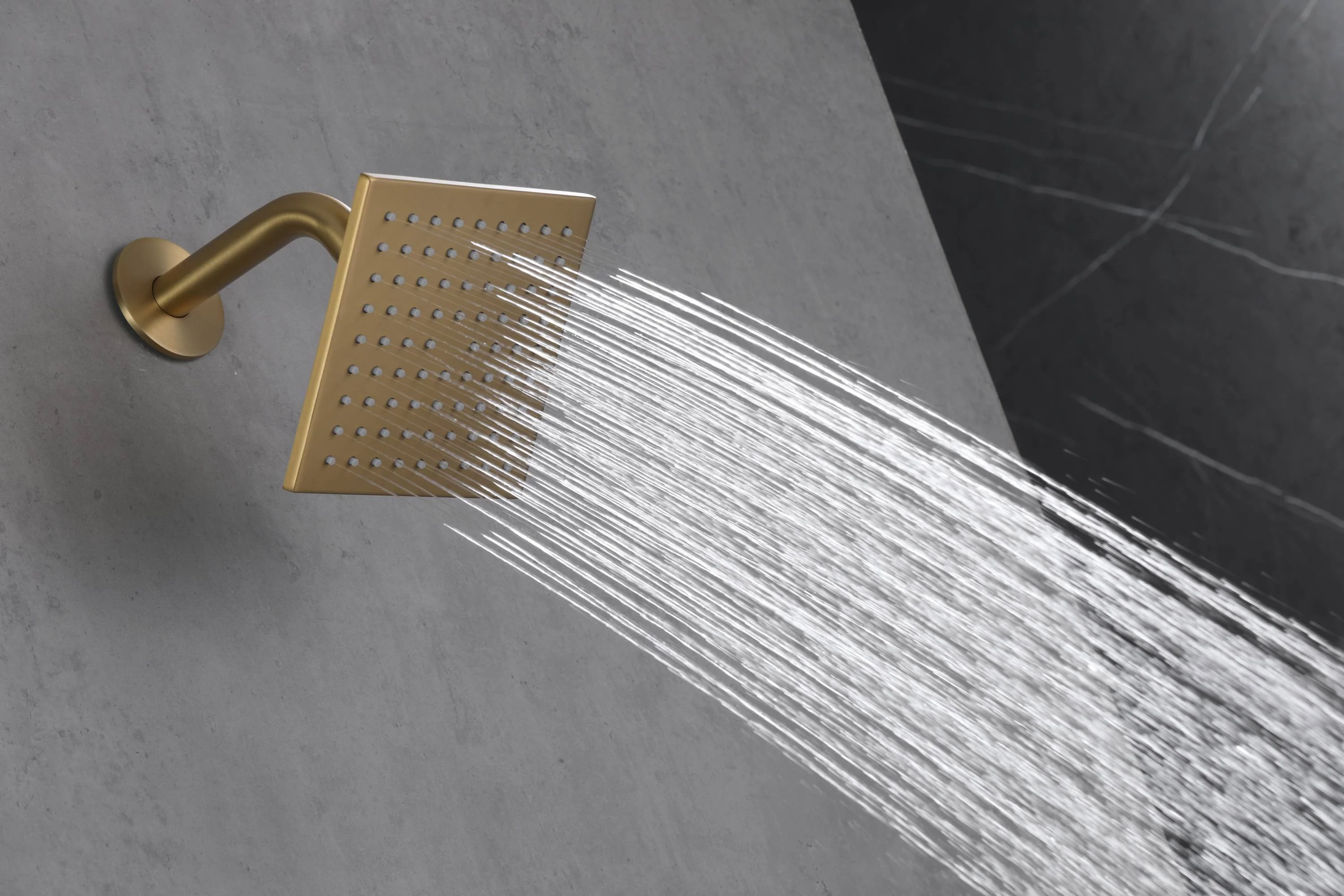 Brushed Gold 20-Inch Rainfall & Waterfall Shower Head with 64 LED Lights, Bluetooth Music & 4-Way Digital Display Faucet, Including a Regular Head: Flush-Mounted Luxury for Your Bathroom - Image 3