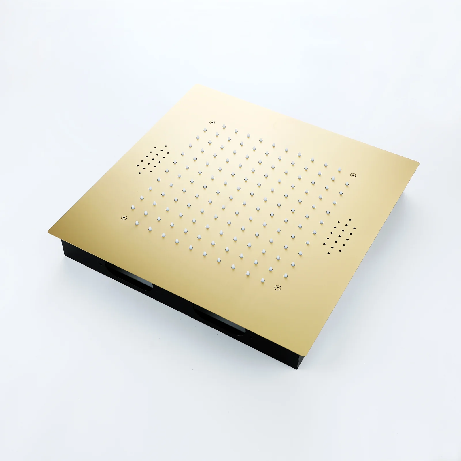 20'' Flush-Mounted Brushed Gold Rain Shower Head with 3-Way Digital Display Thermostatic Faucet, Music, and 64-LED Lights - All Functions Operable Simultaneously or Separately - Image 9