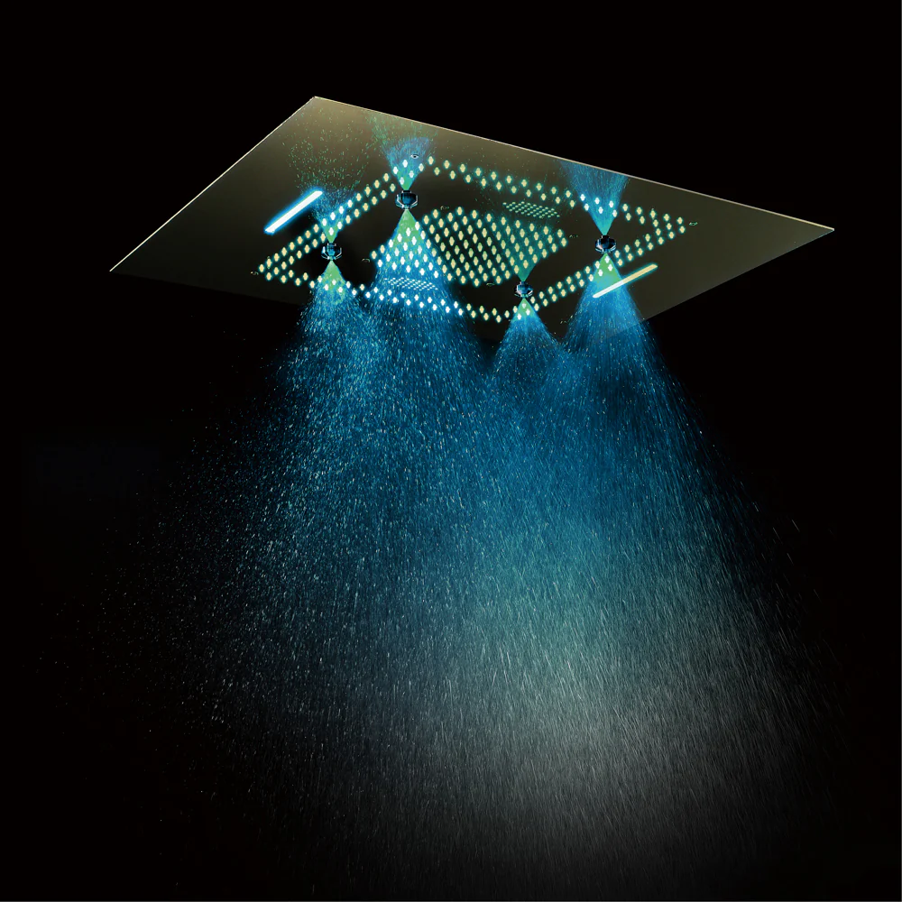 31-Inch Brushed Gold Flush-Mounted LED Music Shower Head with Optional Digital Display - 6-Way Thermostatic Shower Faucet - Independent or Combined Functionality - Image 3