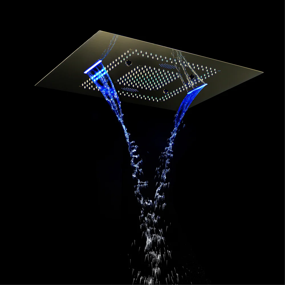 31-Inch Brushed Gold Flush-Mounted LED Music Shower Head with Optional Digital Display - 6-Way Thermostatic Shower Faucet - Independent or Combined Functionality - Image 5
