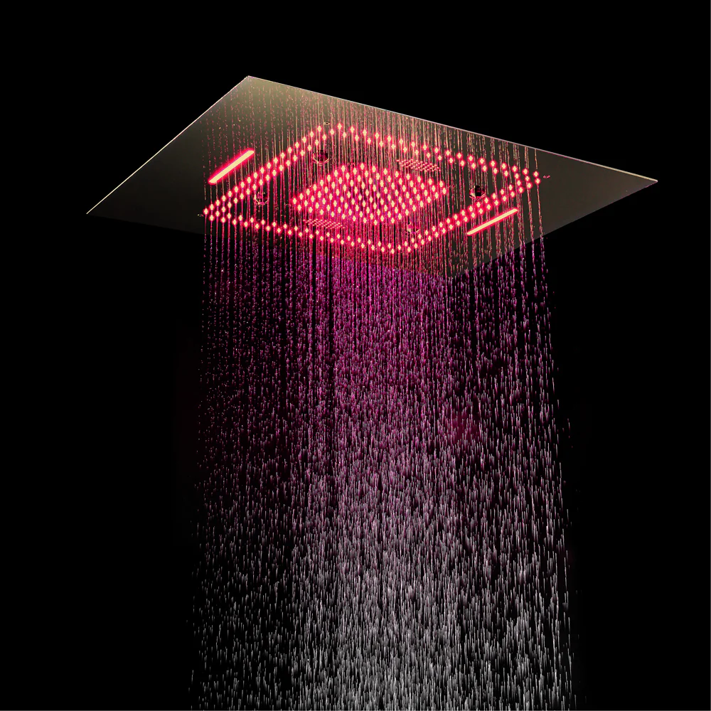 31-Inch Brushed Gold Flush-Mounted LED Music Shower Head with Optional Digital Display - 6-Way Thermostatic Shower Faucet - Independent or Combined Functionality - Image 8