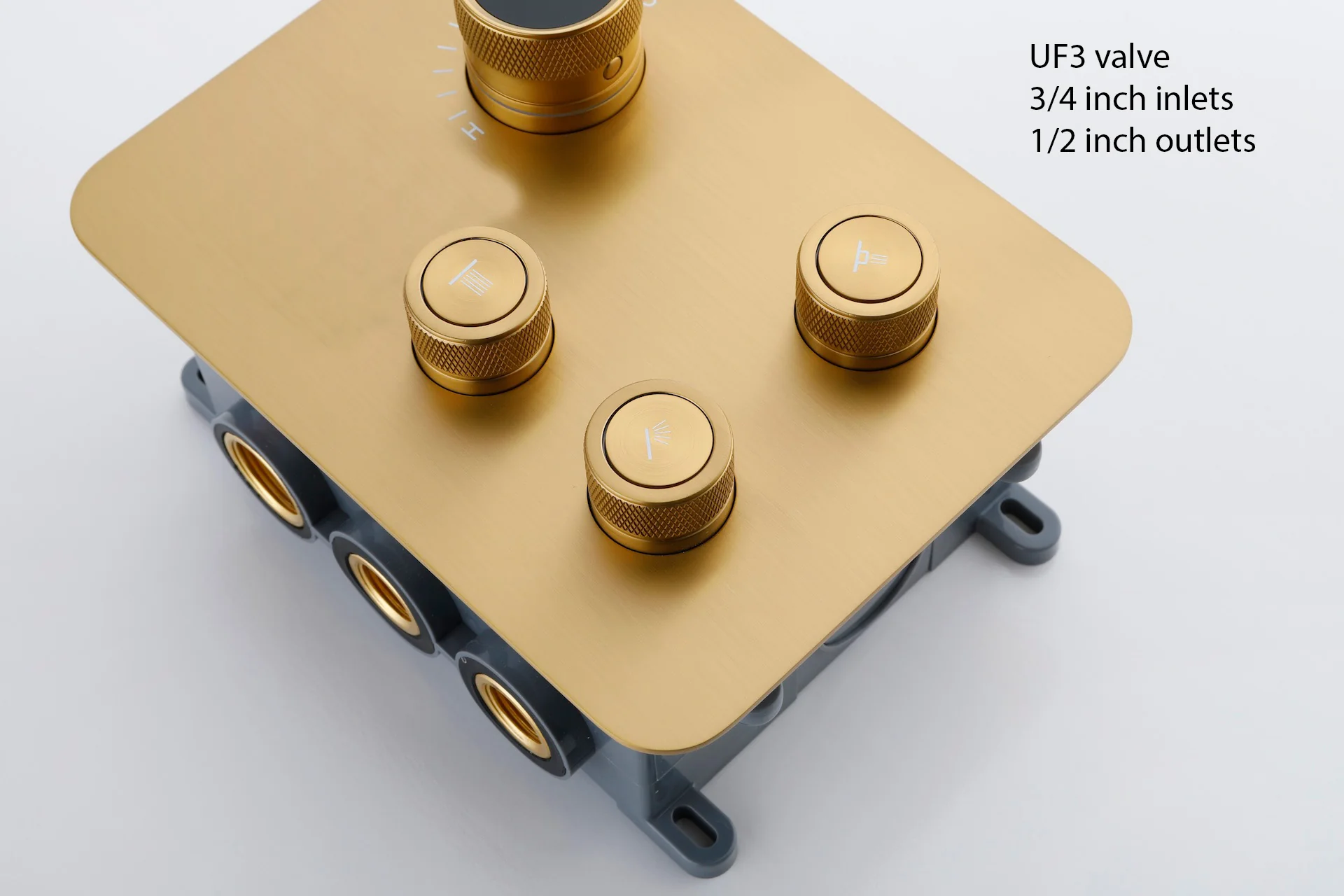 Brushed Gold rainfall shower head high pressure shower head 3 way digital display thermostatic valve shower heads systems each function work at the same time and separately - Image 13