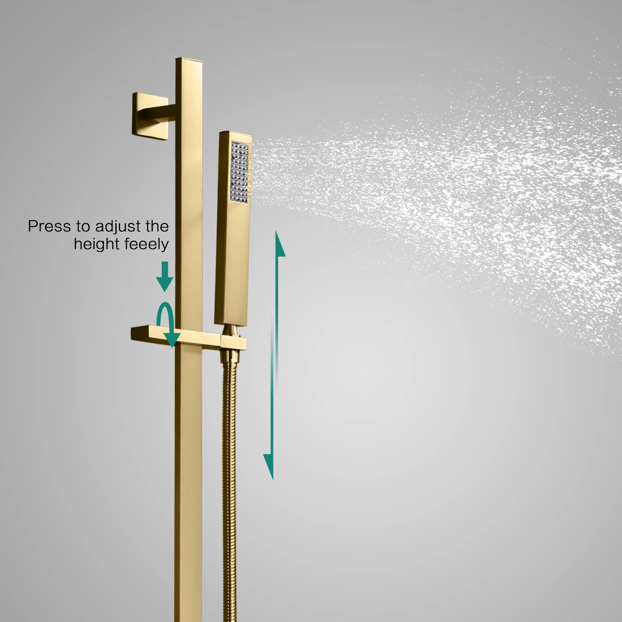 Brushed Gold rainfall shower head high pressure shower head 3 way digital display thermostatic valve shower heads systems each function work at the same time and separately - Image 14