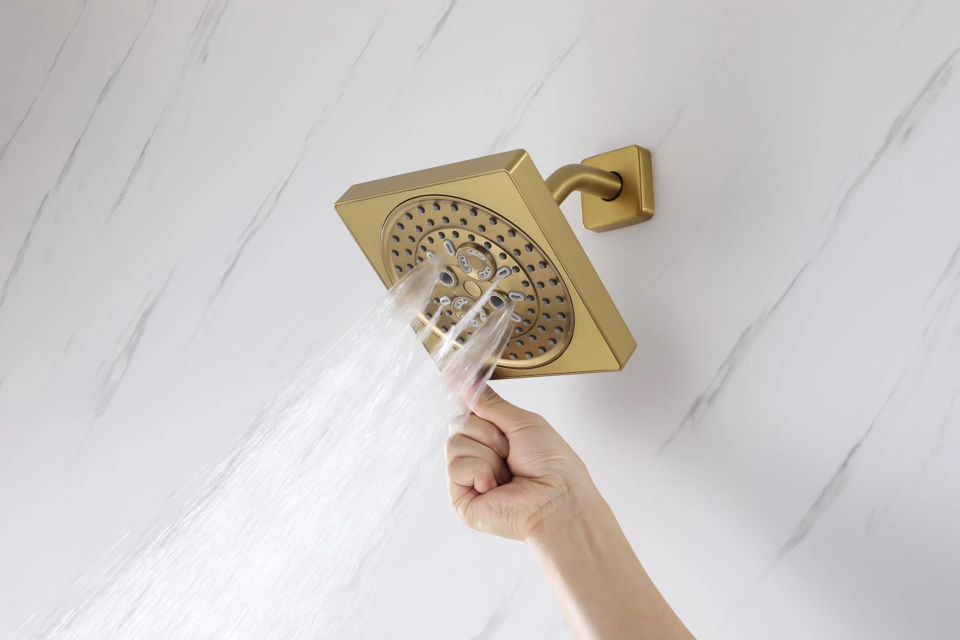 Brushed Gold rainfall shower head high pressure shower head 3 way digital display thermostatic valve shower heads systems each function work at the same time and separately - Image 21