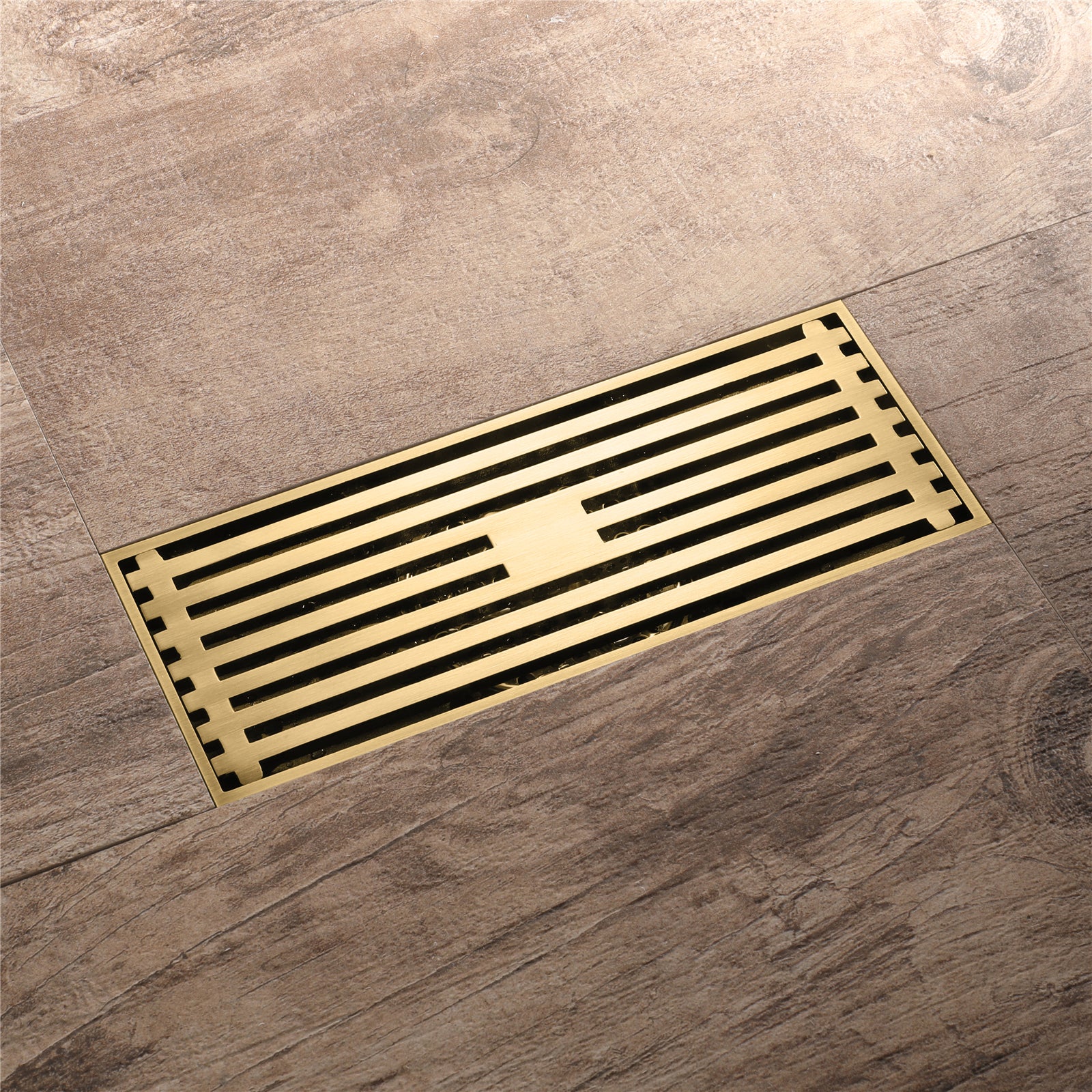 8 x3 Inch or 4 x 4 inch Shower Linear Brushed Gold Drain Rectangular Floor Drain with Accessories Square Hole Pattern Cover Grate Removable  Brushed Gold Brass - Image 4