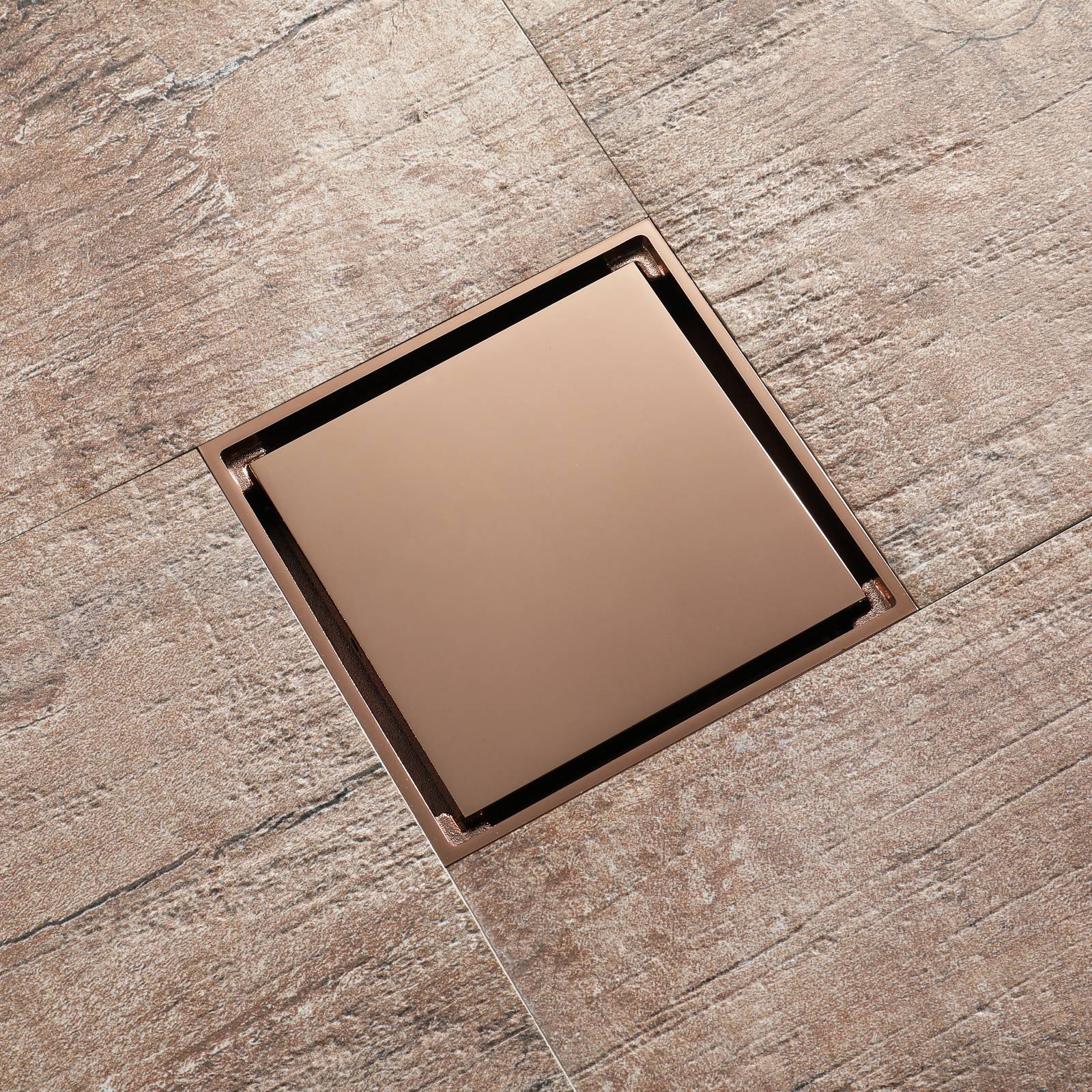 Rose Gold brass floor drain 4x4inch - Image 4