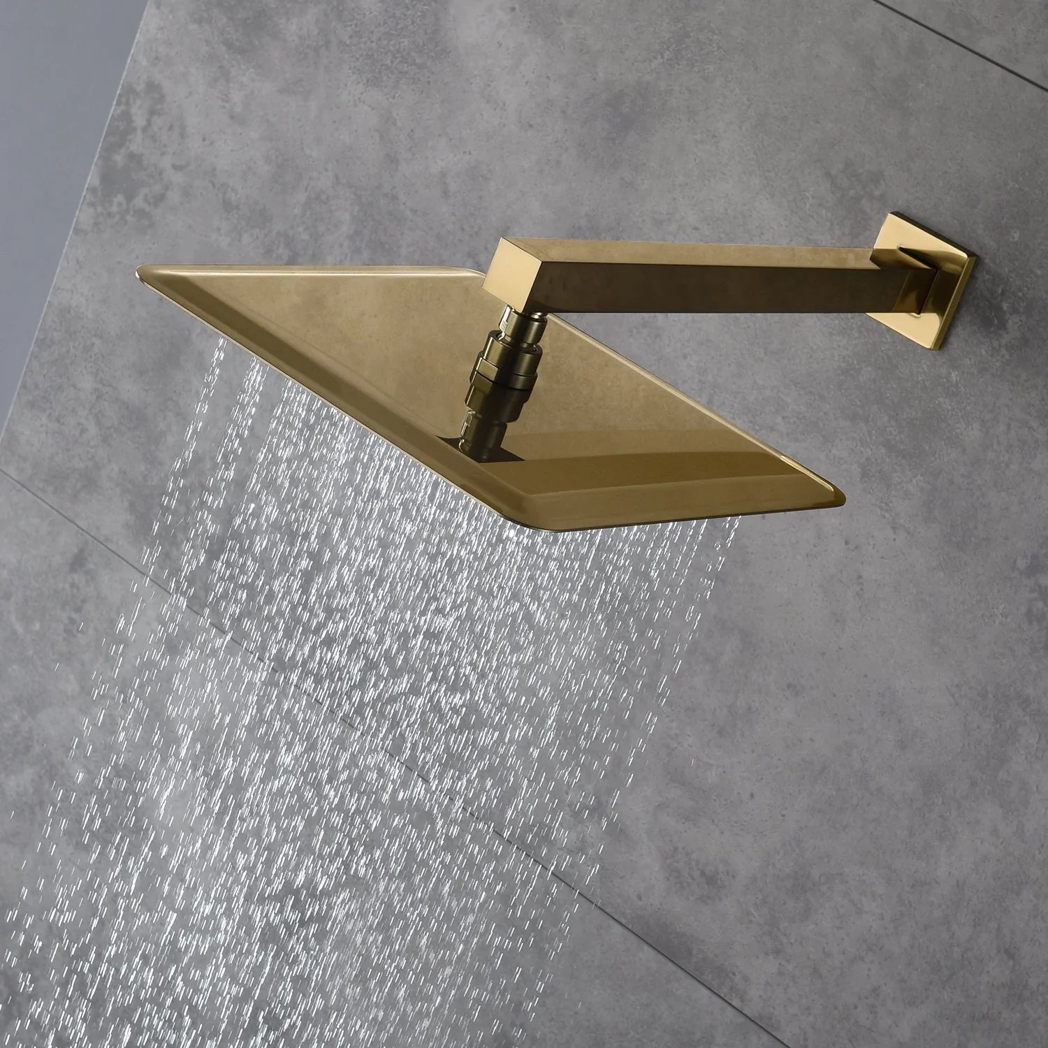 Brushed Gold wall mount 4 way digital display Thermostatic Shower Faucet with tub spout and body jets - Image 2