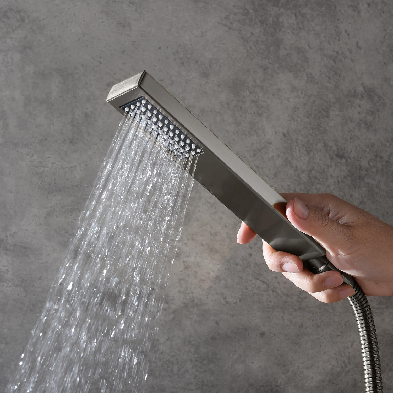 Brushed nickel ceiling mount rainfall shower head 3 way digital display anti scald Shower Faucet with tub spout - Image 3