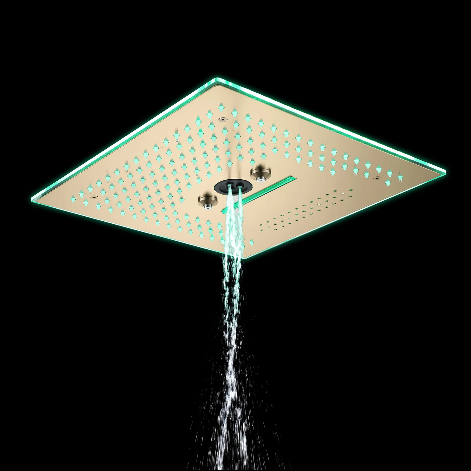 Flushed Mounted Brushed Gold 16'' x 16'' Shower Head: Featuring 64 LED Lights, Music, Rainfall, Waterfall, Mist, 360 Degrees Rotation, and Hydro Jet Technology - Image 12