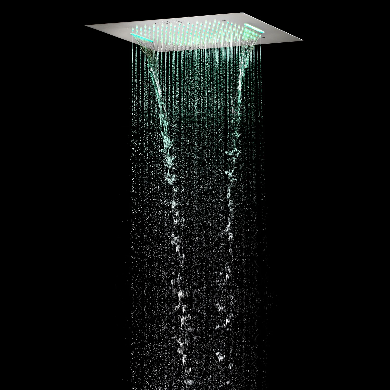 Flush-Mounted Brushed Nickel 5-Way Digital Thermostatic Shower System: with Six Body Jets, Regular Head, and 20-Inch Rainfall Waterfall LED-Lit Bluetooth Music Shower Head - Image 13
