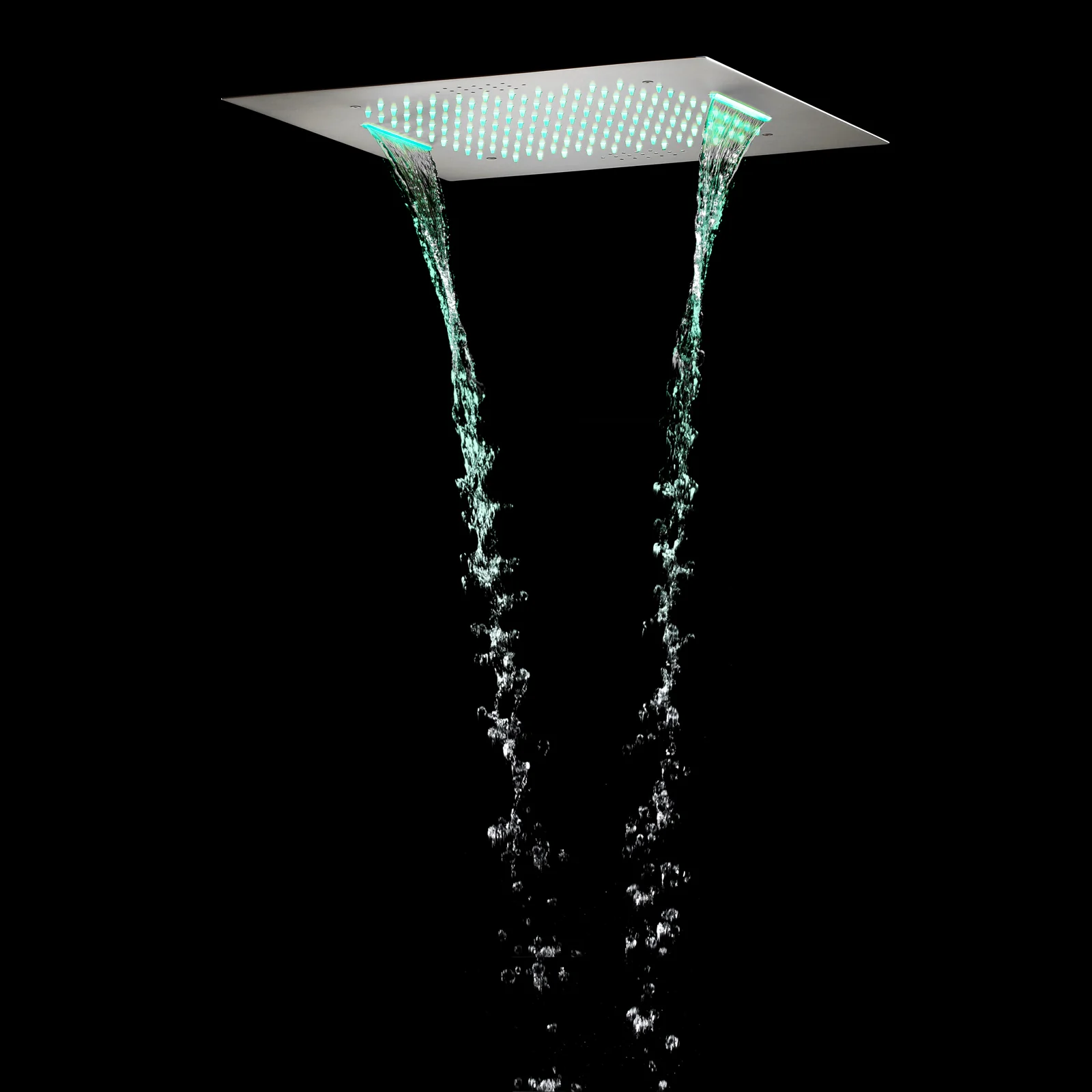 Flush-Mounted Brushed Nickel 5-Way Digital Thermostatic Shower System: with Six Body Jets, Regular Head, and 20-Inch Rainfall Waterfall LED-Lit Bluetooth Music Shower Head - Image 14
