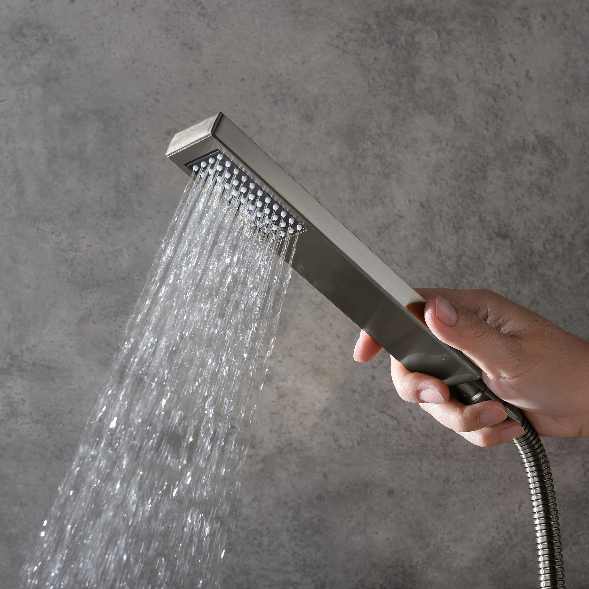 Brushed nickel bluetooth music 64 LED colors 20 inch flushed on waterfall rainfall shower systems 4 way digital display thermostatic valve with 6 body jets - Image 4
