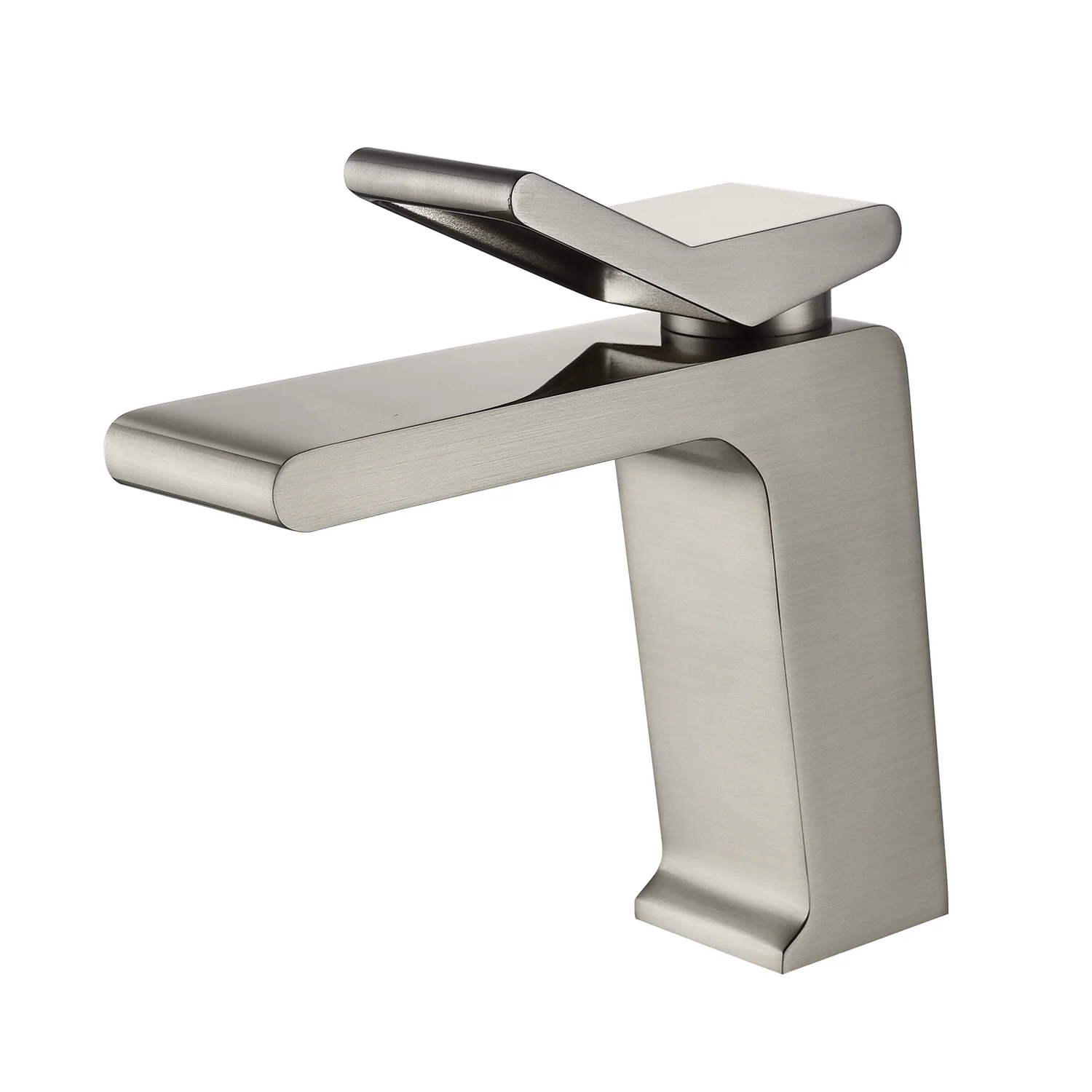 Brushed Nickel Waterfall Bathroom Faucet with Brass Pop-Up Drain: Contemporary Elegance and Effortless Functionality - Image 4