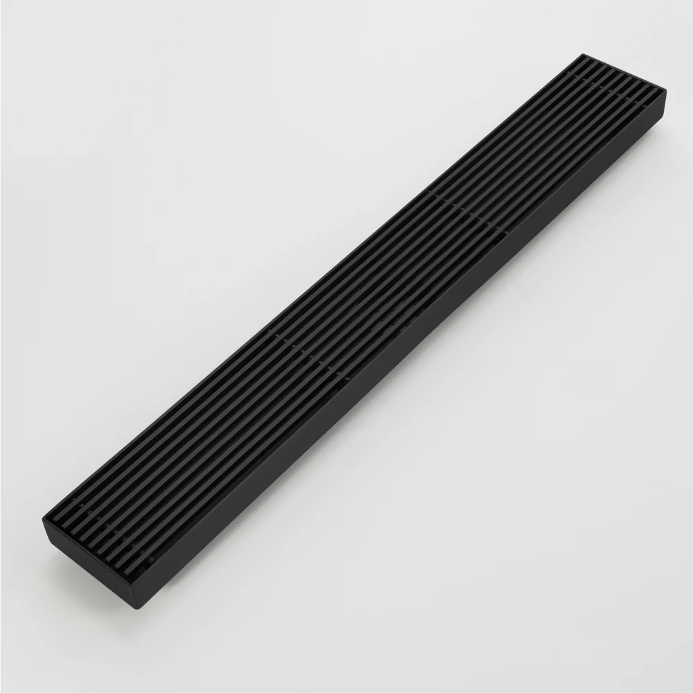 Matte Black  Linear shower drain stainless steel material 24 inch or 35.4 inch with grid cover with hair strainer and adjustment feet - Image 5