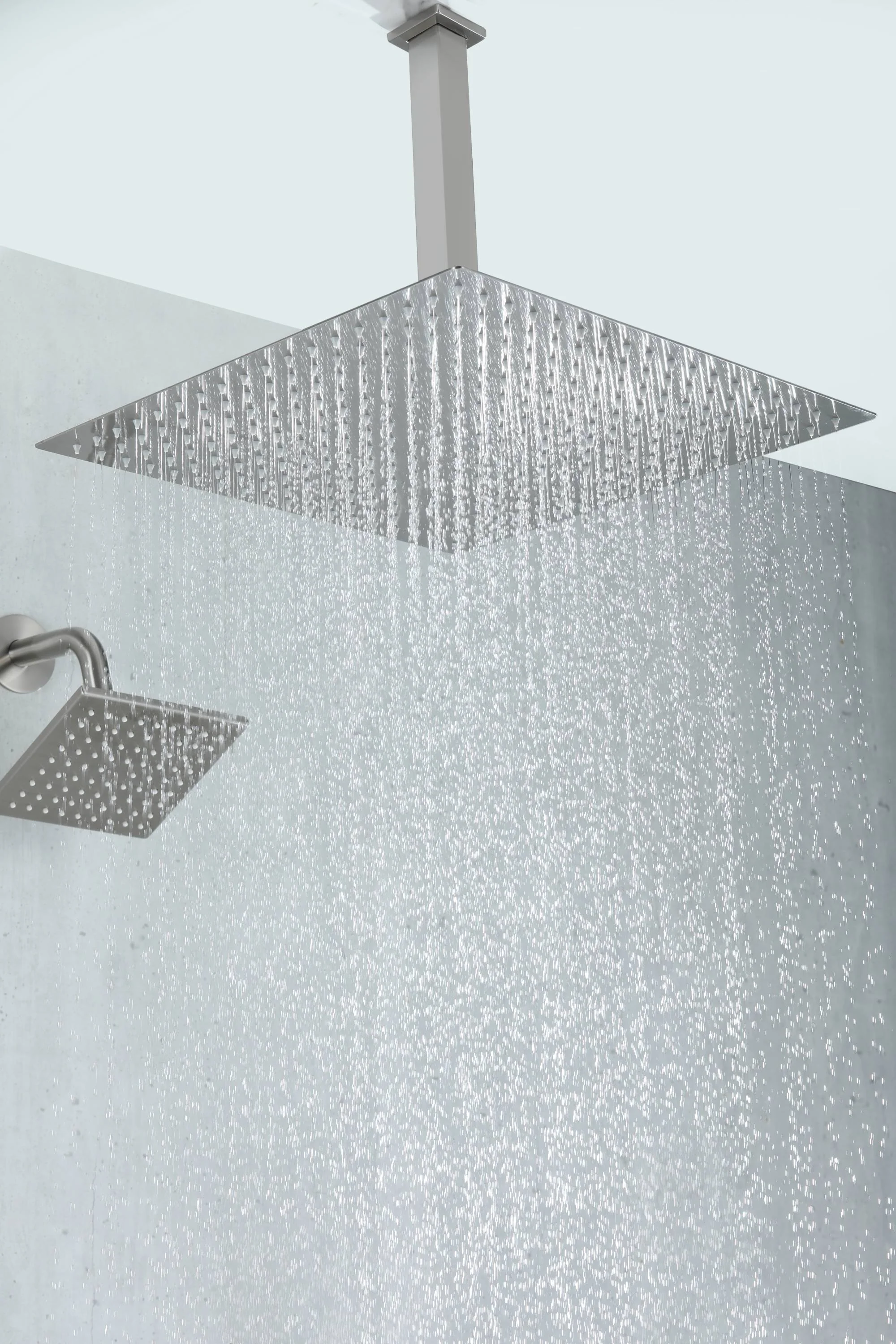 Brushed Nickel Rainfall Shower Head System: Available in 12'' or 16'', Optional LED Light, High Pressure, 3-Way Thermostatic Faucet, Simultaneous or Separate Functionality, with Optional Digital Display - Image 14
