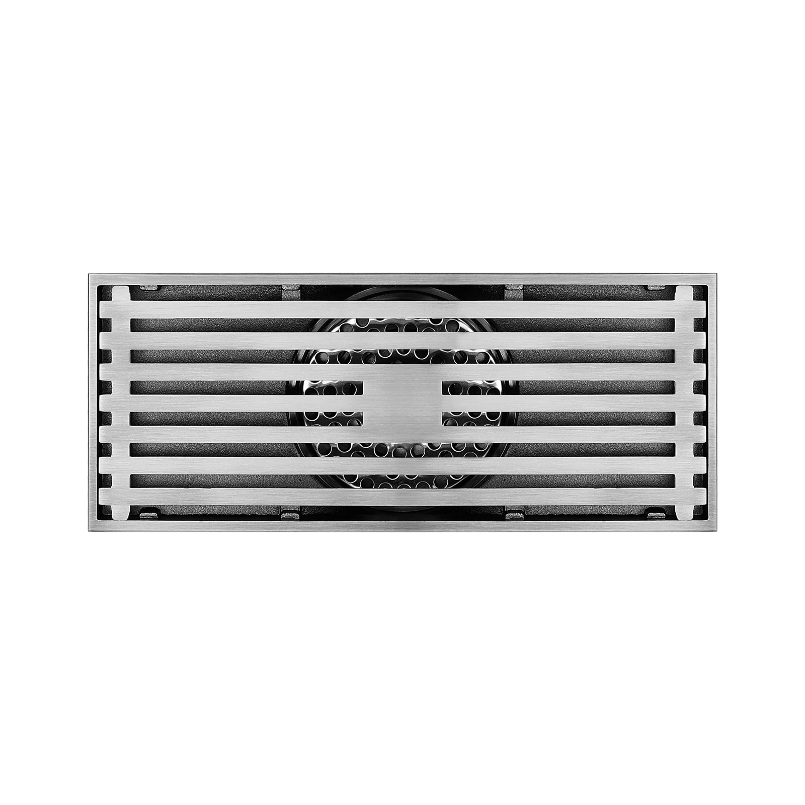 8 Inch Shower Linear Brushed Nickel Drain Rectangular Floor Drain with Accessories Square Hole Pattern Cover Grate Removable Brushed Nickel Brass - Image 5