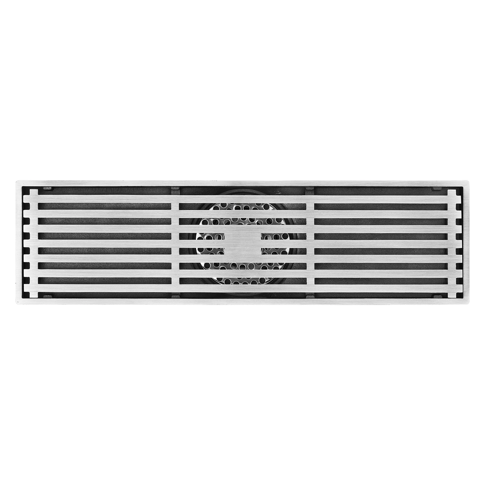 12-Inch Brushed Nickel Rectangular Floor Drain - Square Hole Pattern Cover Grate - Removable - Includes Accessories - Image 4