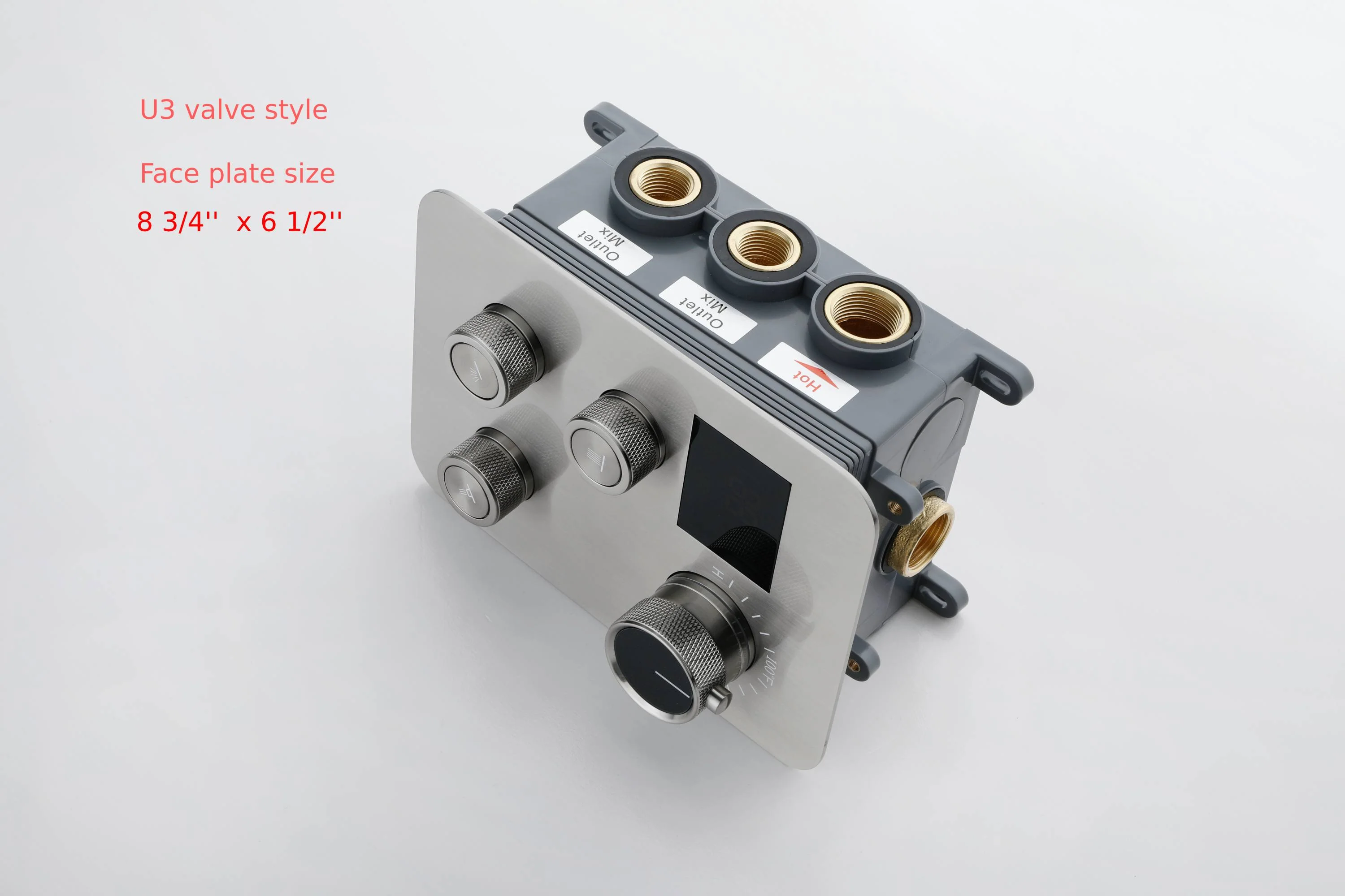 Brushed nickel rainfall shower head high pressure shower head 3 way thermostatic valve shower heads systems each function work at the same time and separately - Image 19