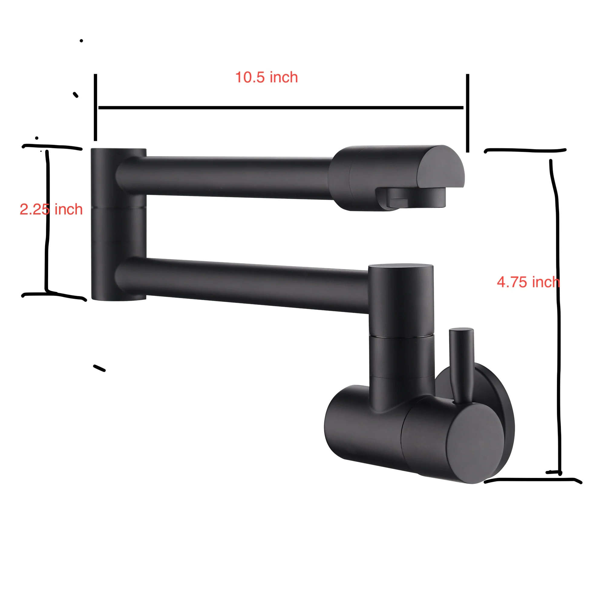 matte black wall mount pot filler faucet solid brass folding kitchen faucet single hole two handls - Image 5