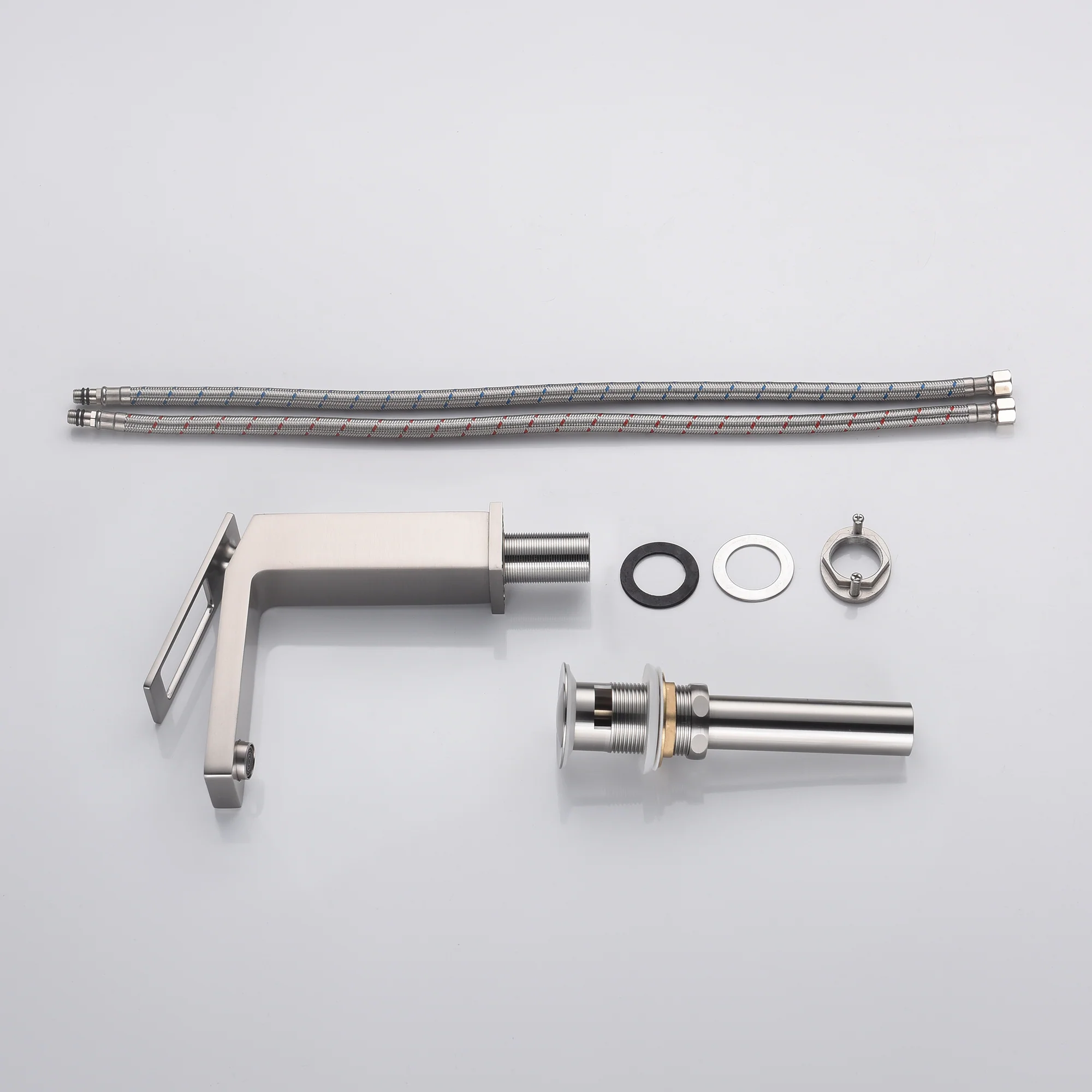 Brushed nickel Bathroom Faucet brass with plate and brass pop up drain - Image 3