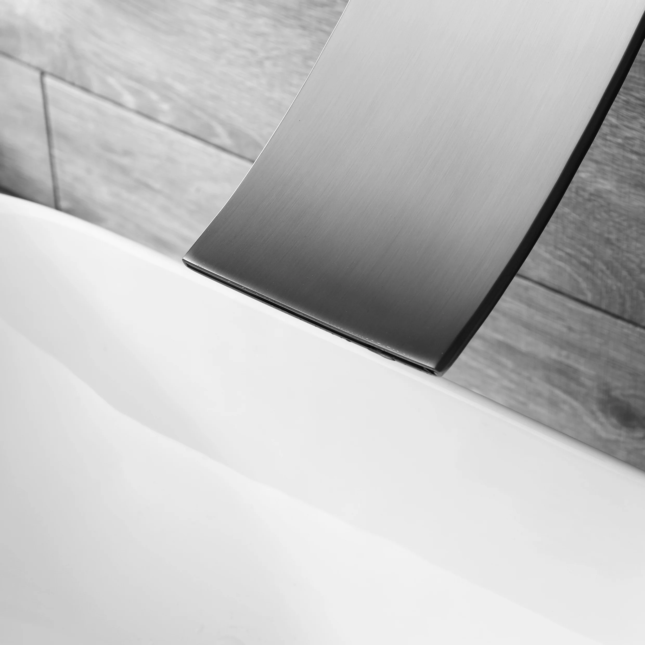 Brushed Nickel Wall Mount Waterfall Bathroom Sink Faucet with Overflow Brass Pop-Up Drain - Image 7