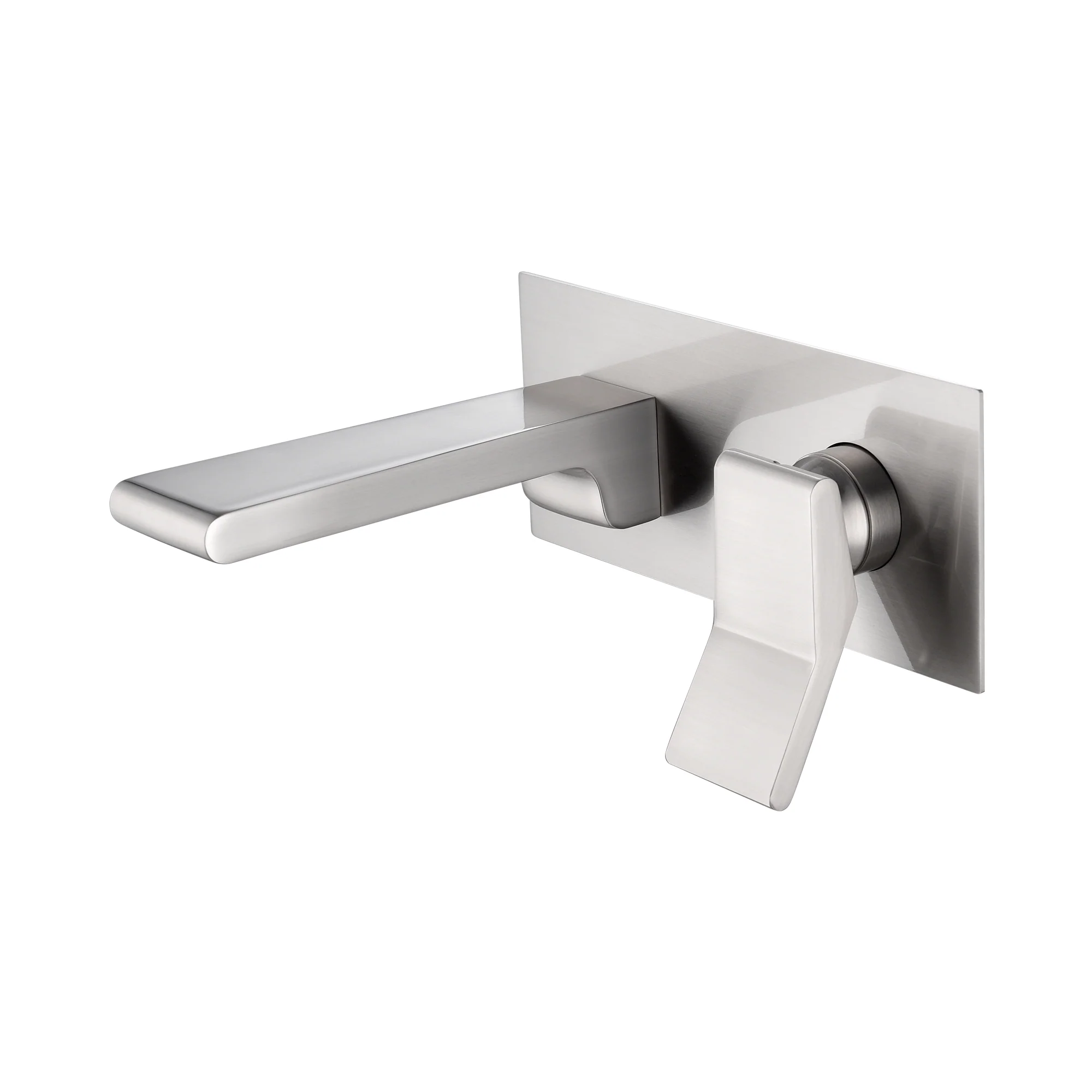 Brushed nickel waterfall wall mount Single handle bathroom sink faucet with overflow brass pop up drain - Image 4