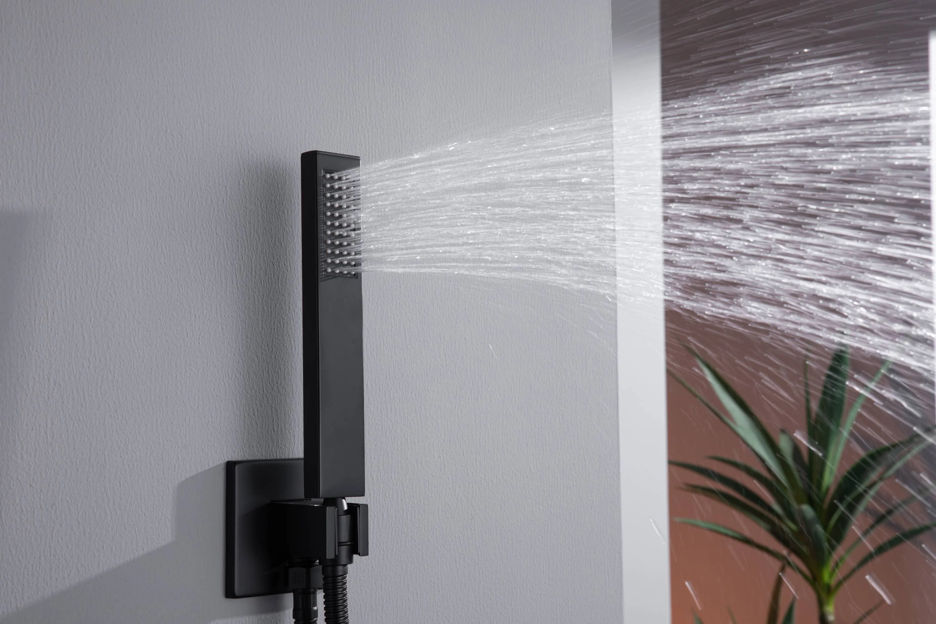 Matte Black Ceiling Mount 4-Way Digital Thermostatic Shower Faucet with Dual 6" Regular Head - Image 26