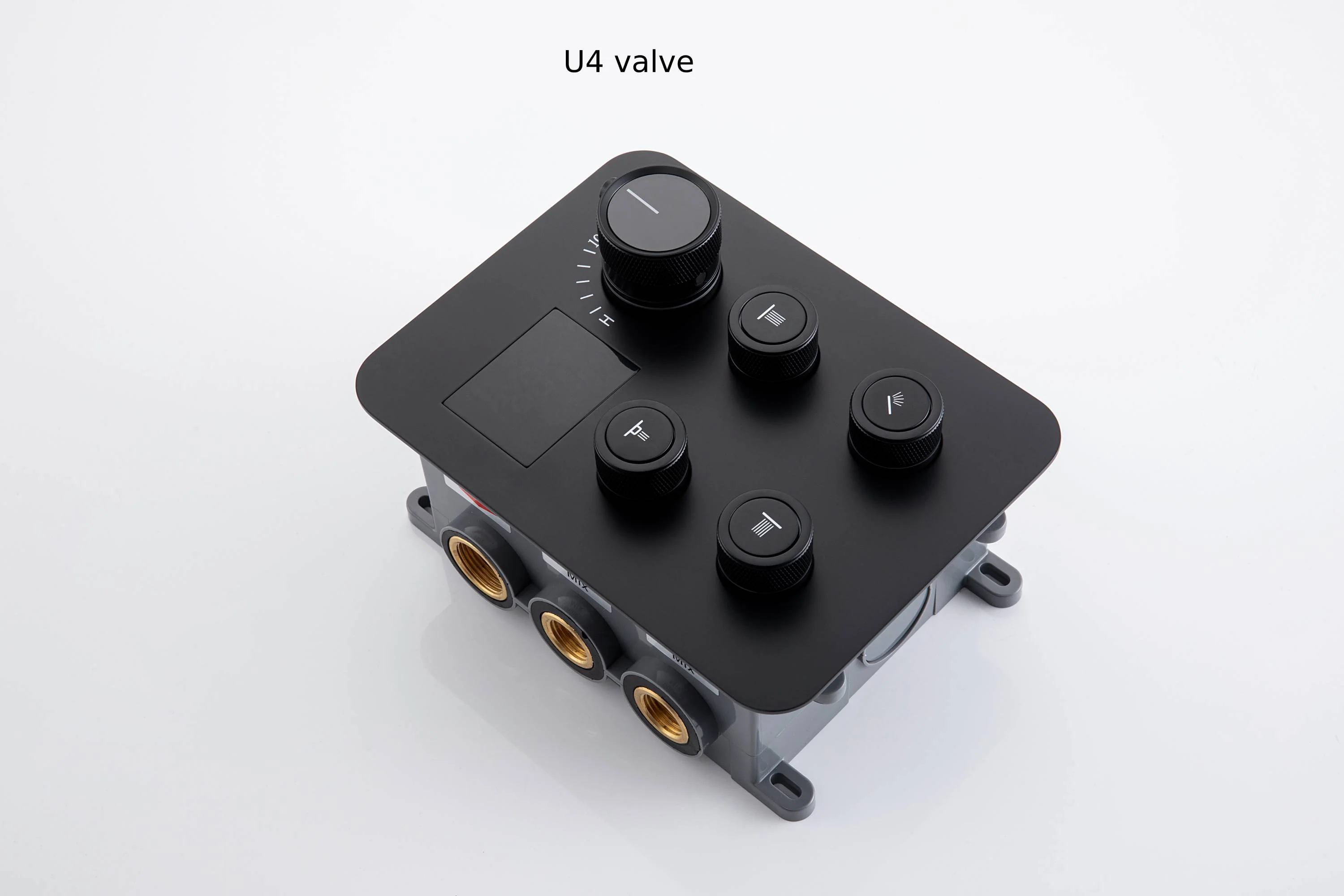 Matte Black Ceiling Mount 4-Way Digital Thermostatic Shower Faucet with Dual 6" Regular Head - Image 9