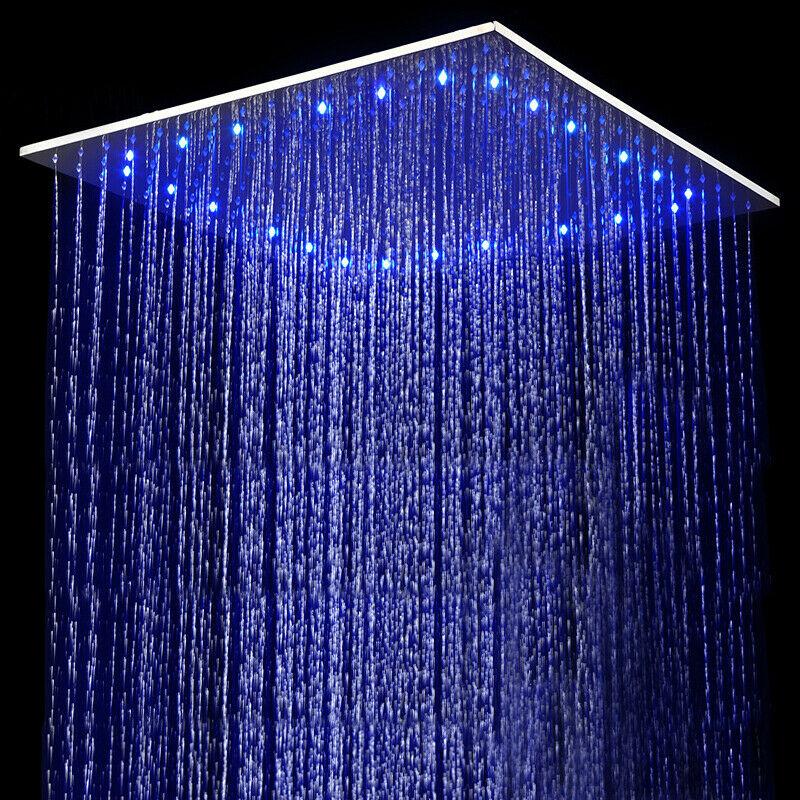Chrome 6 inch regular or 8 INCH 3 LED colors regular head Wall Mounted Rainfall Shower Faucet with Hand Shower Mixer Tap - Image 10