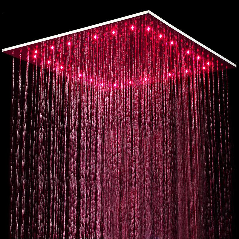 Chrome 6 inch regular or 8 INCH 3 LED colors regular head Wall Mounted Rainfall Shower Faucet with Hand Shower Mixer Tap - Image 8