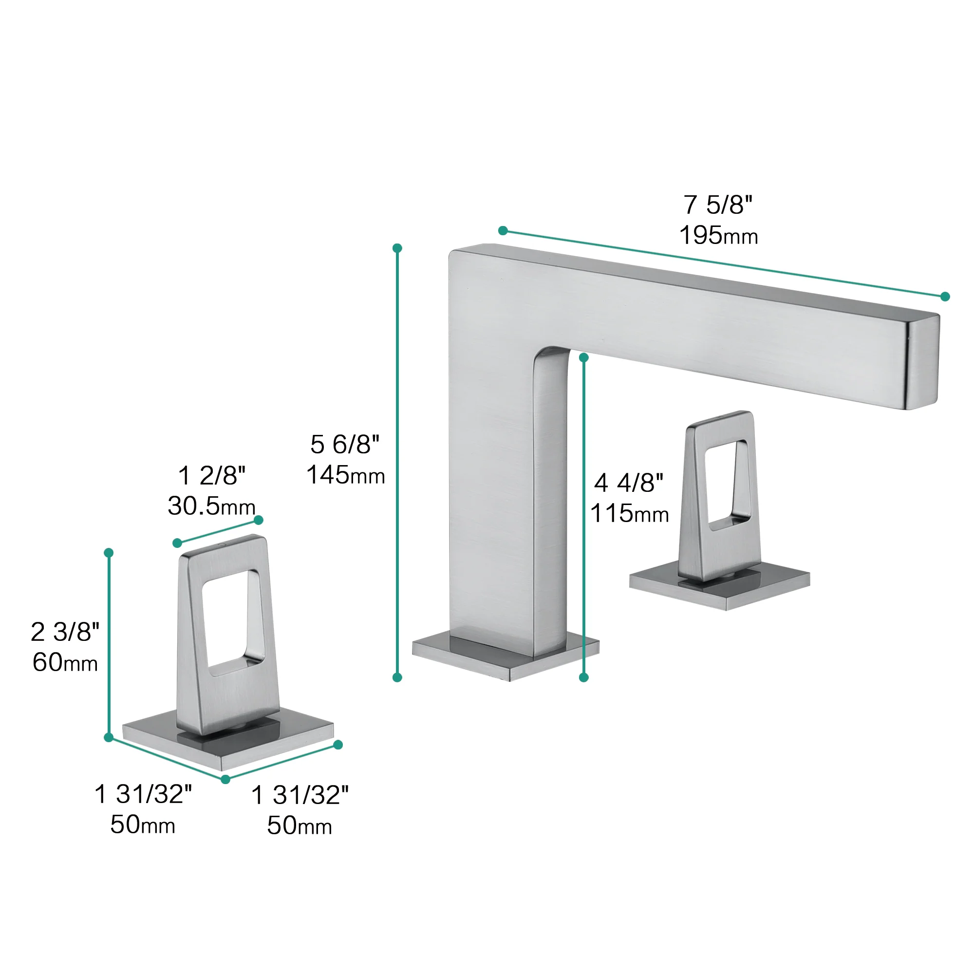 Brushed Nickel 3-Hole, Dual Handle Widespread Bathroom Faucet with Pop-Up Drain - Image 5