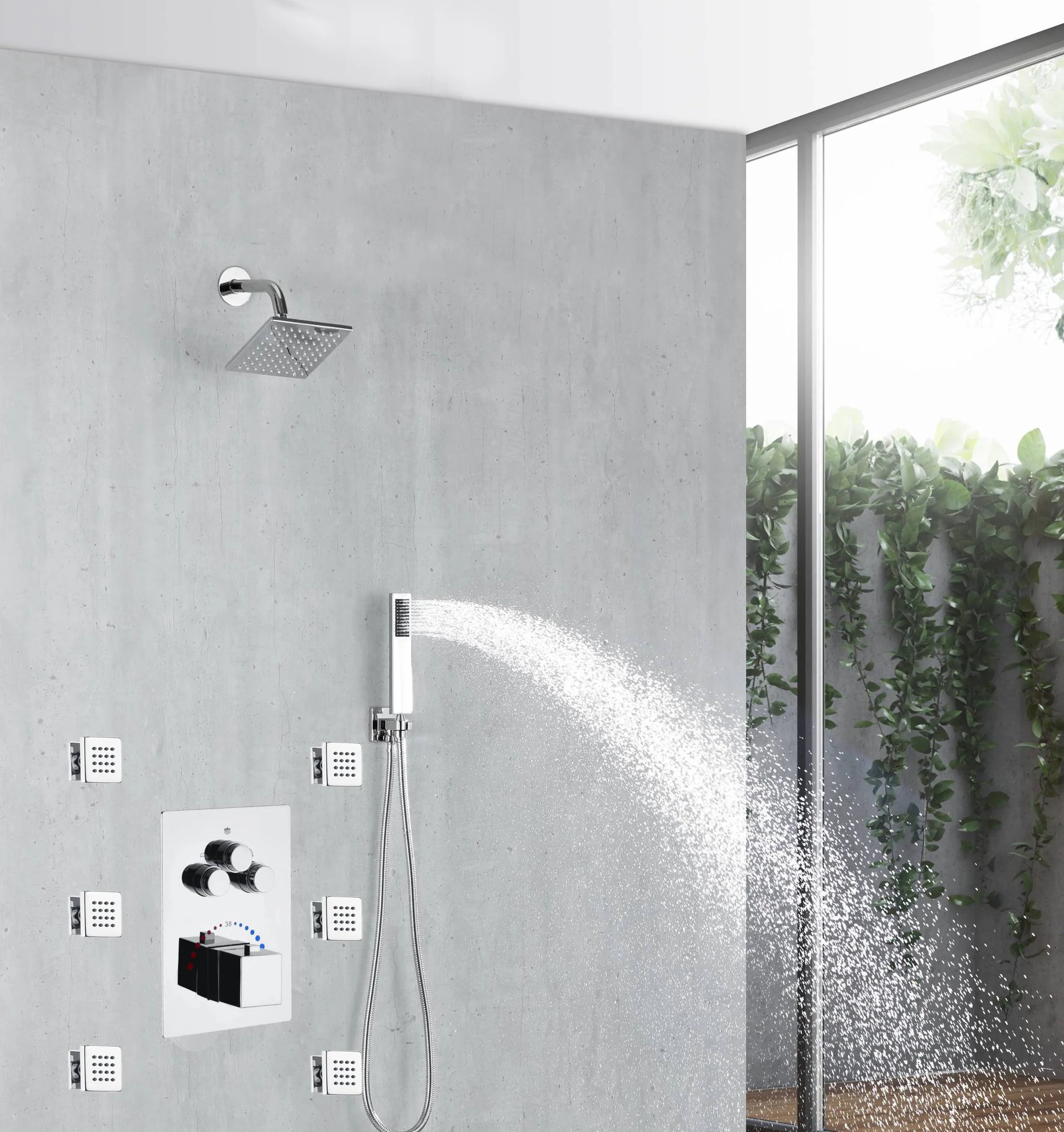 3-Way Digital Display Thermostatic Shower System: Featuring Body Jets and a 6-Inch Regular Head with Independent and Simultaneous Functionality - Image 3