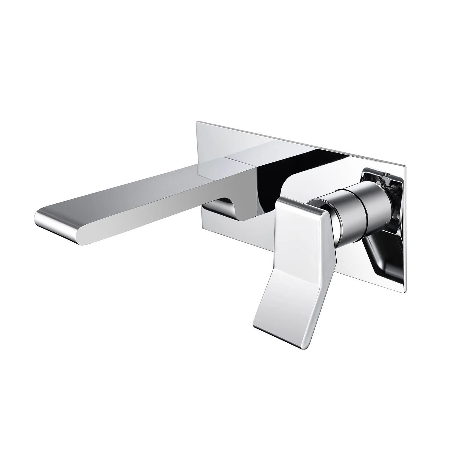 Chrome waterfall Wall mount Single handles bathroom sink faucet with brass pop up overflow drain - Image 4