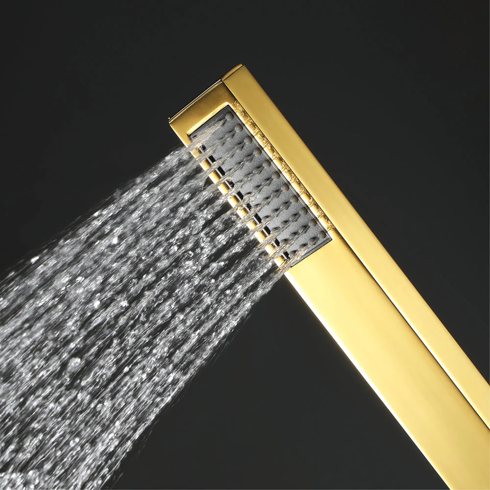 Elegant Gold 23x15 inch LED Music Shower Head with 4-Way Thermostatic Faucet With Regular Head for Simultaneous and Independent Operation - Image 11