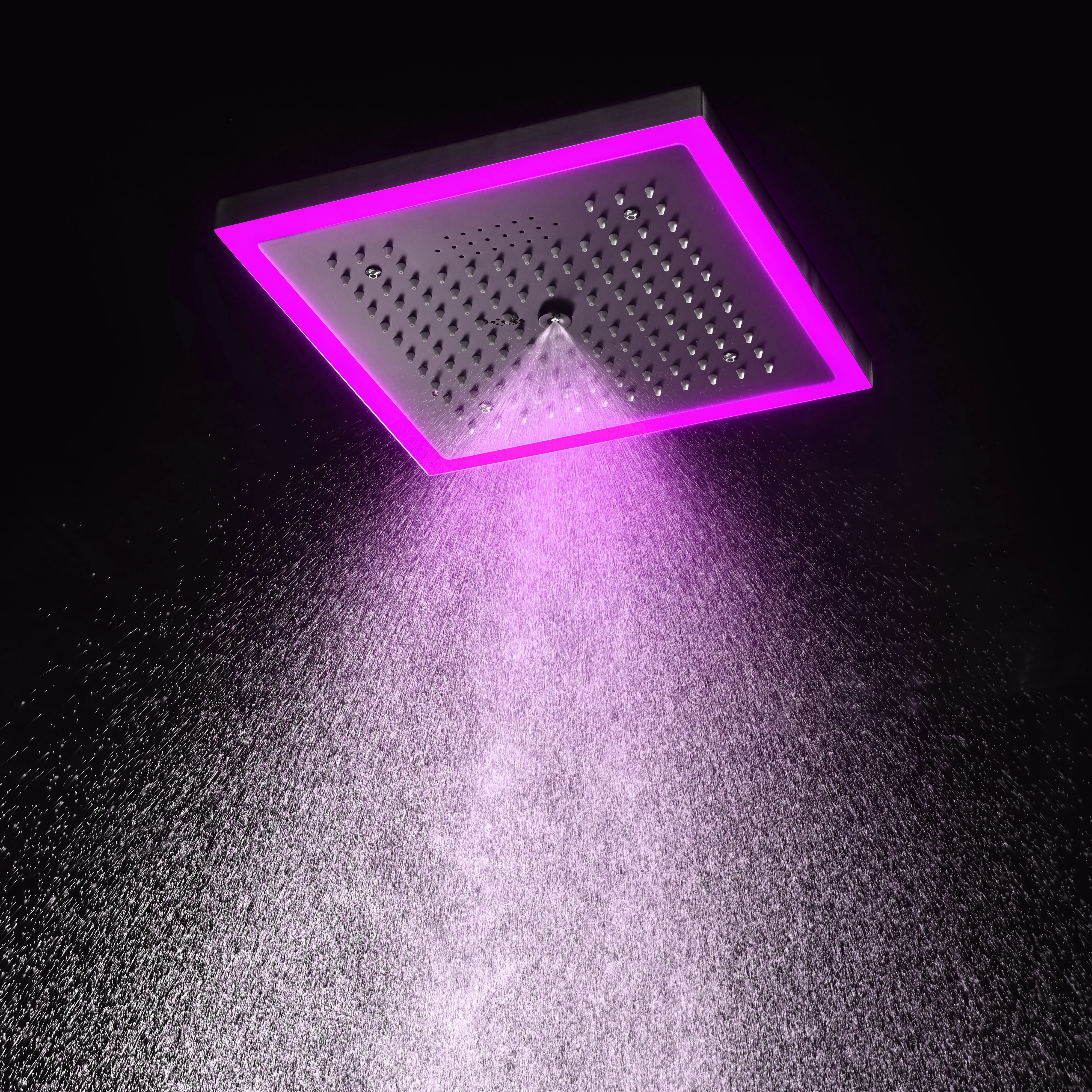 Flushed mount 12 inch 64 LED colors light Brushed gold Bluetooth Music 3 ways Shower Faucet - Image 24