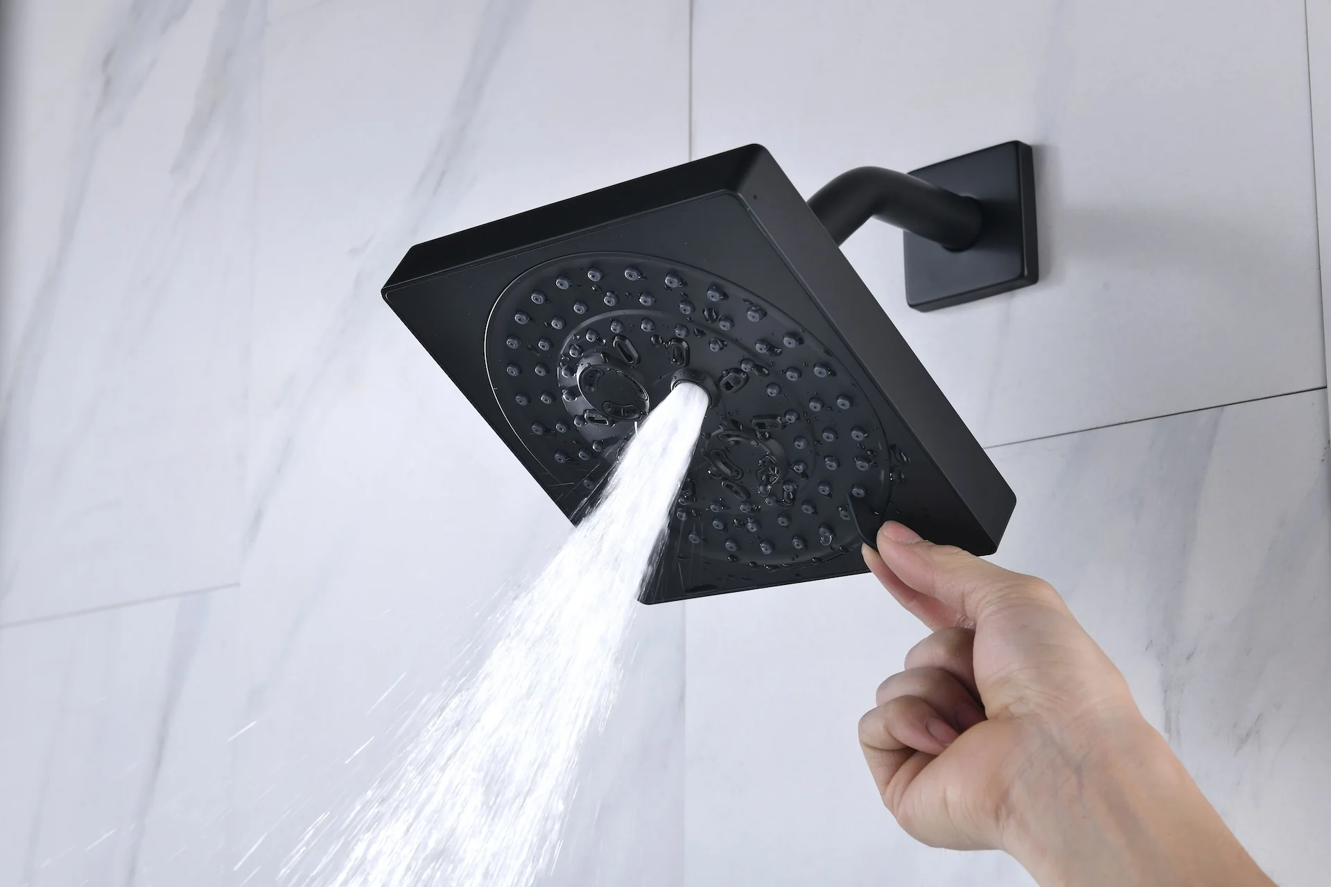 12-Inch Matte Black Flush Mount Shower Faucet Set with Digital Display: 4-Way Thermostatic Control, 64-Color LED Lights, Bluetooth Music, Body Sprayers and Regular Head - Image 8