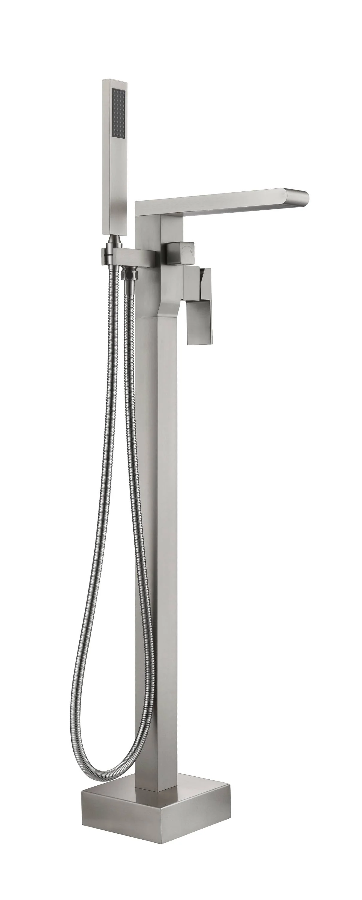 Waterfall pressure balance Freestanding Bathtub Faucet Tub Filler Brushed Nickel Waterfall Floor Mount - Image 3
