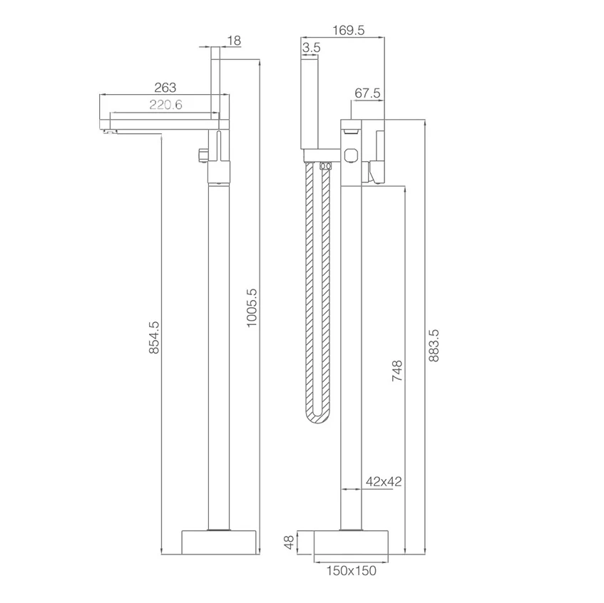 Polished Gold Freestanding Bathtub Faucet Tub Filler: Featuring a Waterfall Design and Floor Mount - Image 3