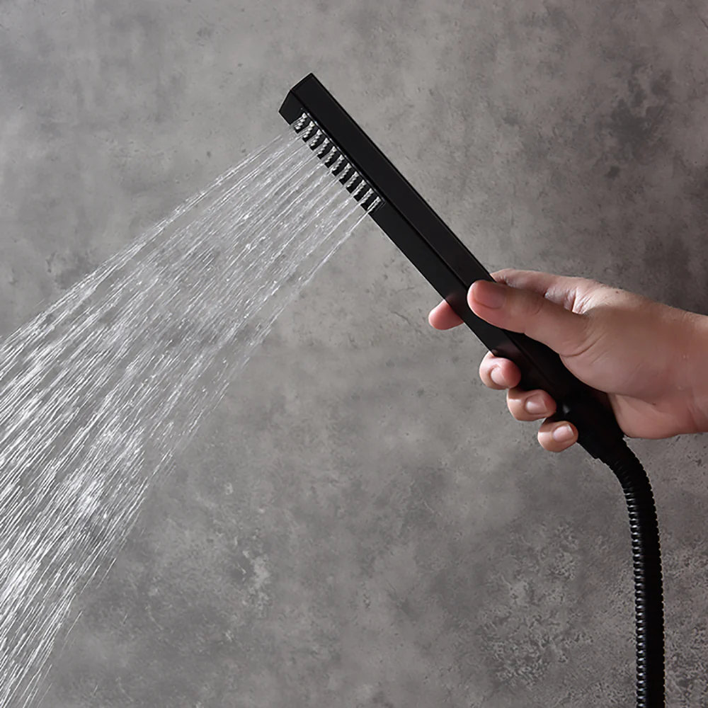 Ceiling Mount Matte Black 3-Way Thermostatic Shower Faucet Set - Choose from 12 inch or 16 inch Rain Shower Head with Tub Spout - Image 13