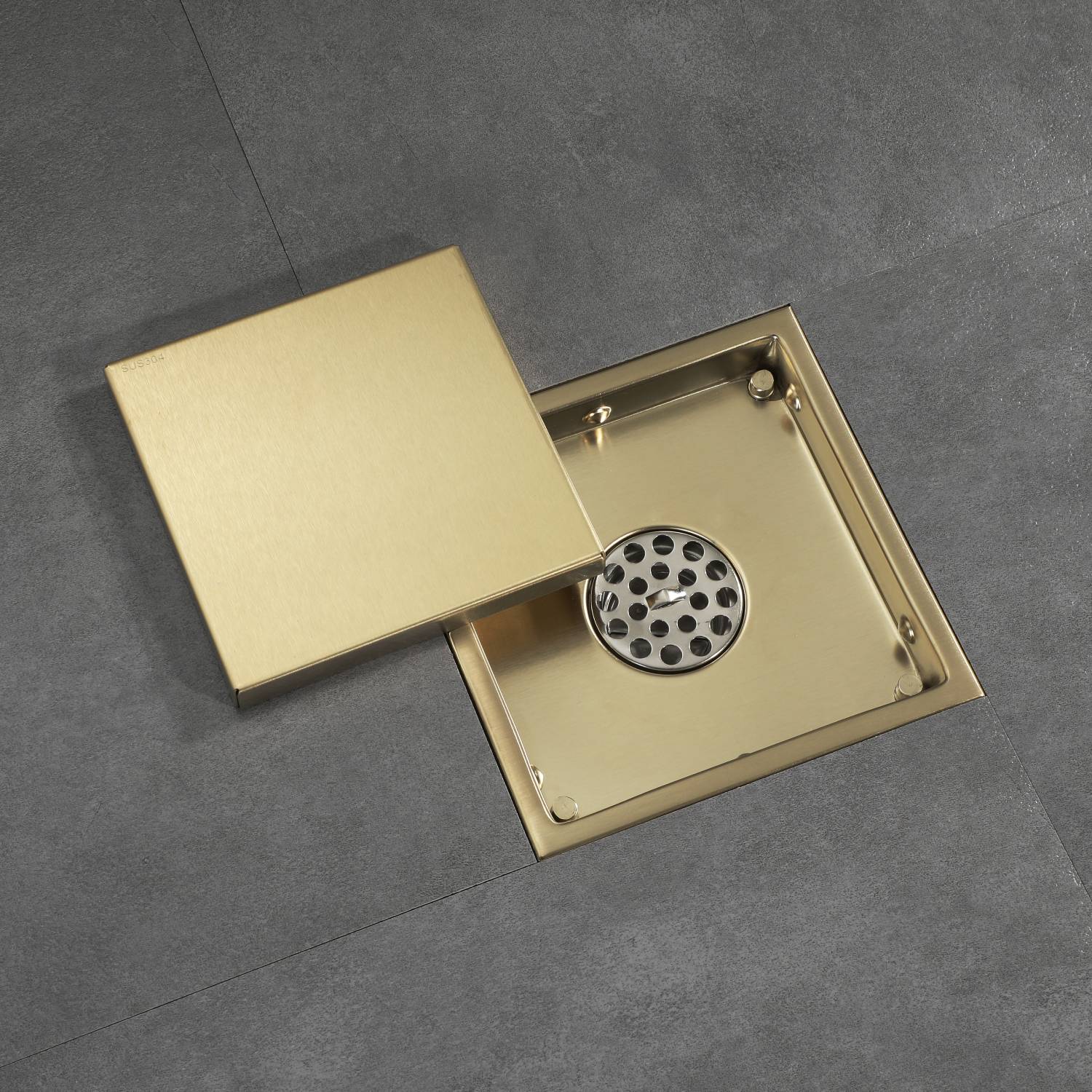 Brushed Gold stainless floor drain 6x6inch - Image 5